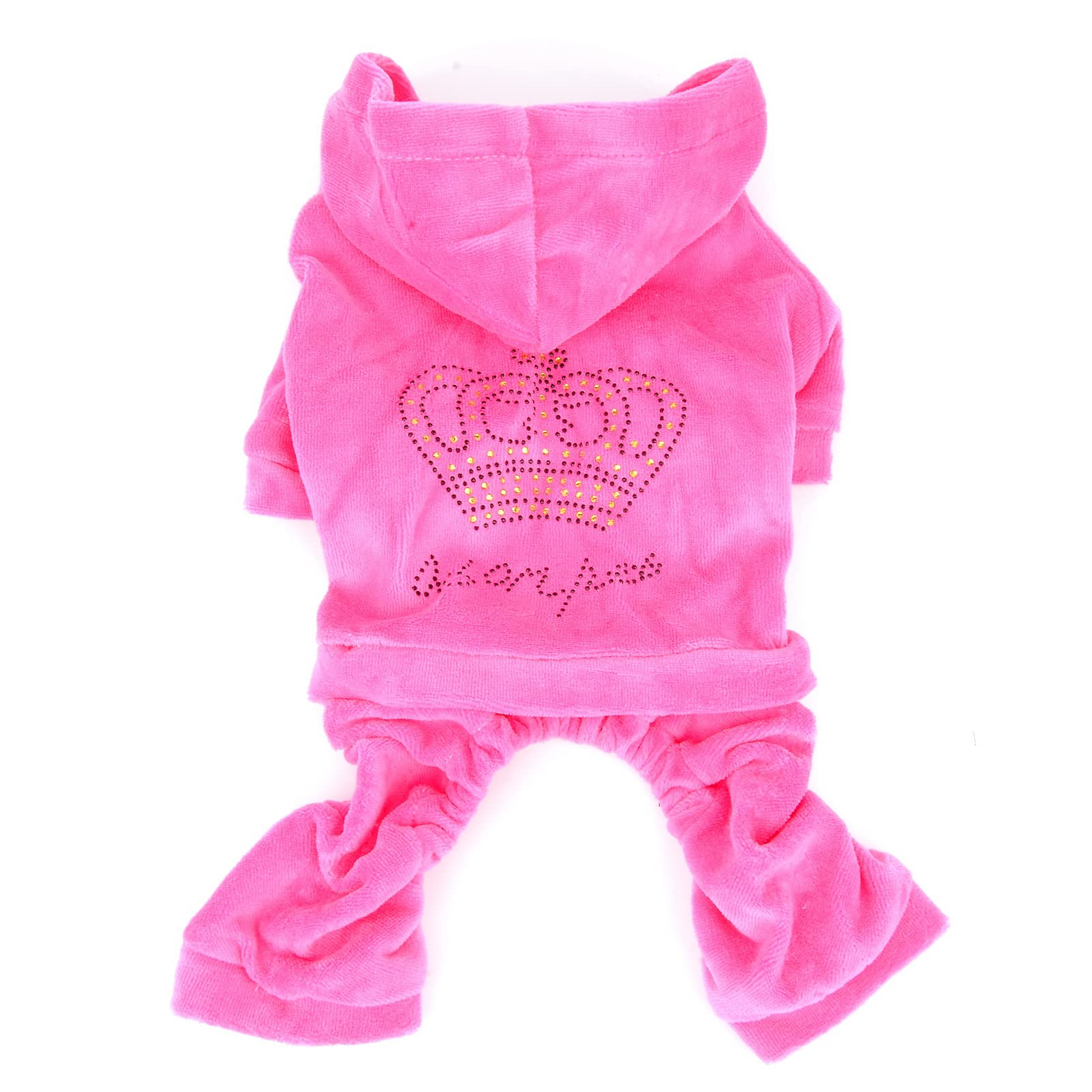 Seimai Dog Hoodies Jumpsuit For Small Dog Cat Puppy Rhinestone Crown Soft Velvet Autumn Winter Hooded Pajamas Tracksuit Outfits