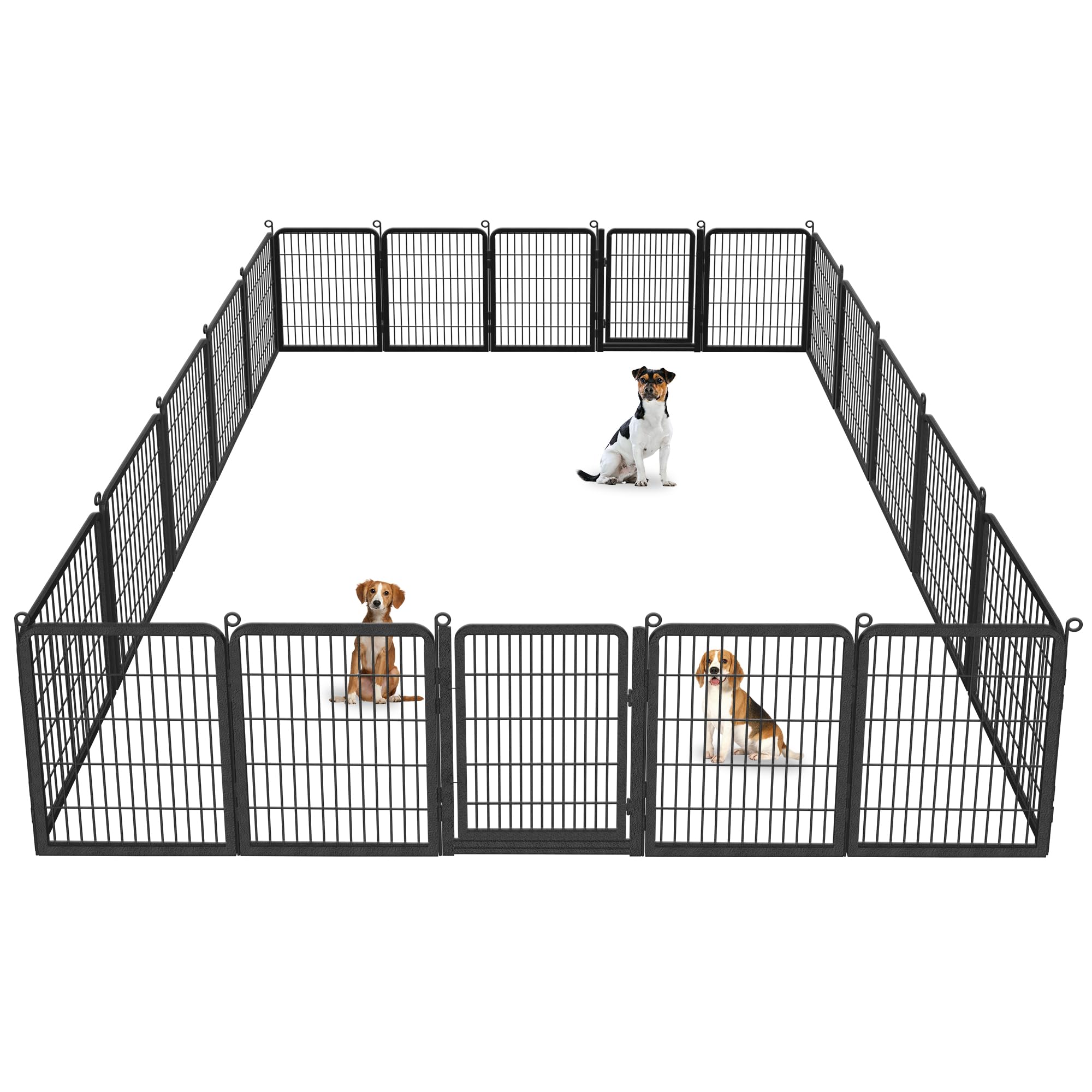 Jhsomdr Dog Playpen Outdoor With Low Threshold Full Gate, 32'' Height 20 Panels Large Dog Pen Dog Fence Outdoor For Yard, Heavy 
