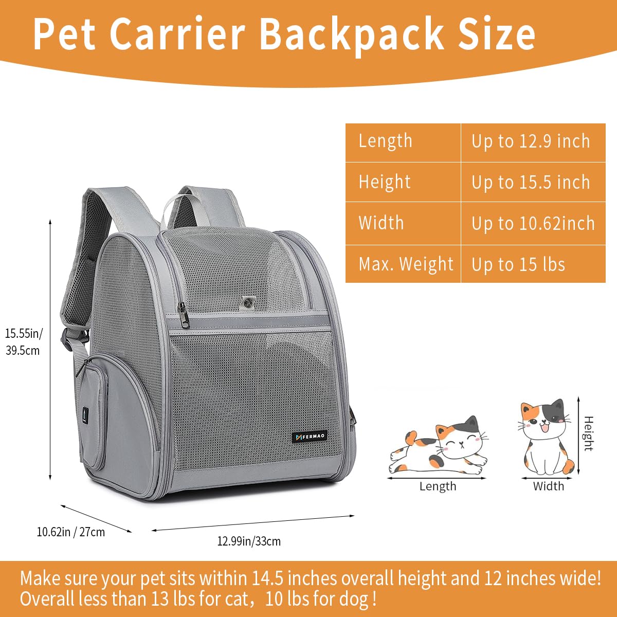 Cat Backpack Carrier, Mesh Small Cat Carrier Backpack Airline Approved Pet Carriers For Medium Small Dog Puppy Kitten Bunny Up T