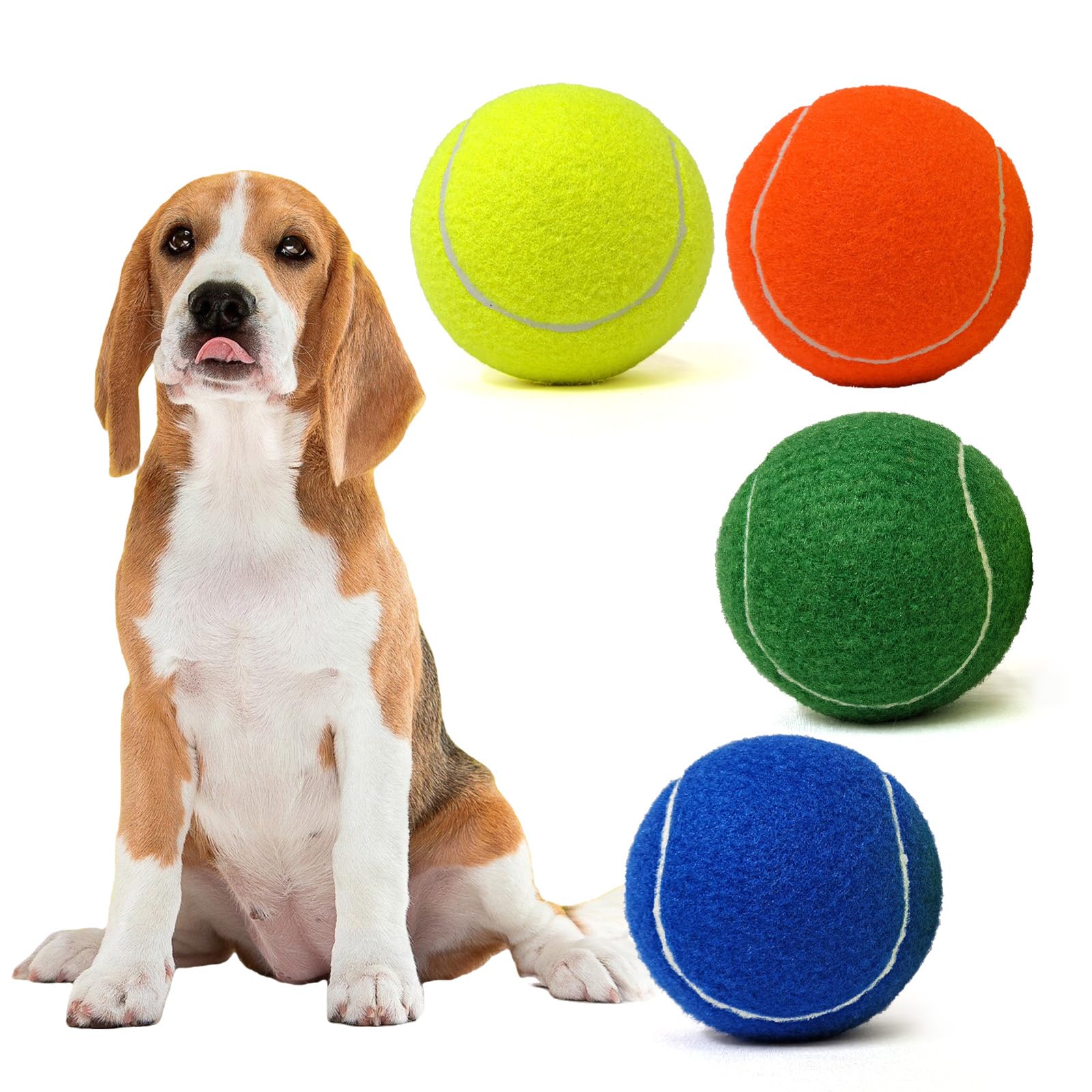 Mrycz Fyrhd Tennis Ball Dog Toys 4 Pack - Giant 4-Inch Durable And Safe Fetch Tennis Ball For Dogs With Mesh Bag, Large Dog Tenn