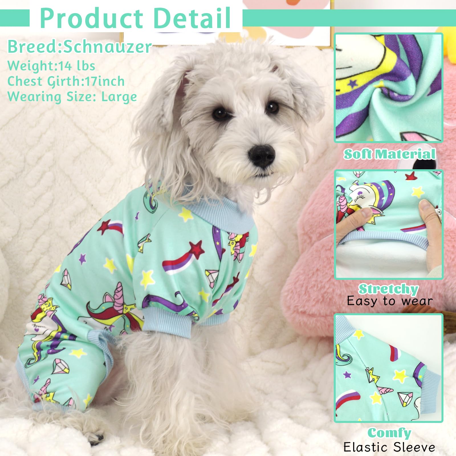 Xpudac Dog Pajamas For Small Medium Dogs, Strechy Soft Dog Clothes For Dogs Girl Boy Pet Jumpsuit, Cat Onesie-S