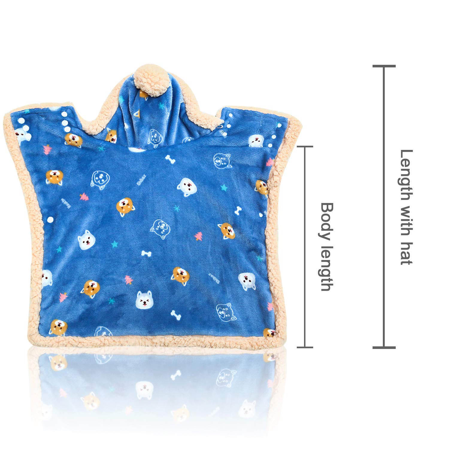 Fulvara Dog Clothes Fleece Winter Coat Warm Soft Dog Vest For Cold Weather,Flannel Blanket Throw Multi-Use Pet Apparel For Small Medium Dogs & Cats(S Blue)