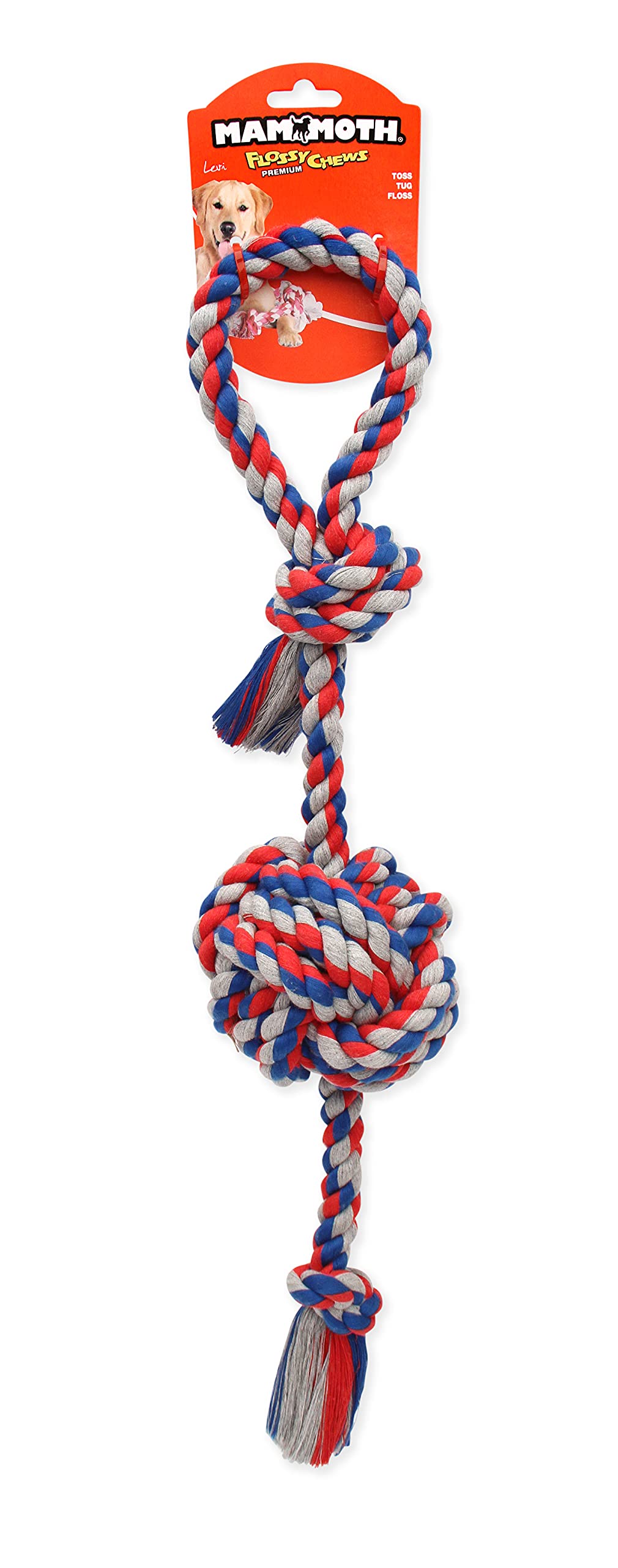 Mammoth Pet Products Flossy Chews Color Monkey Fist Tug, Large, 26-Inch, Multicolored (20098F)