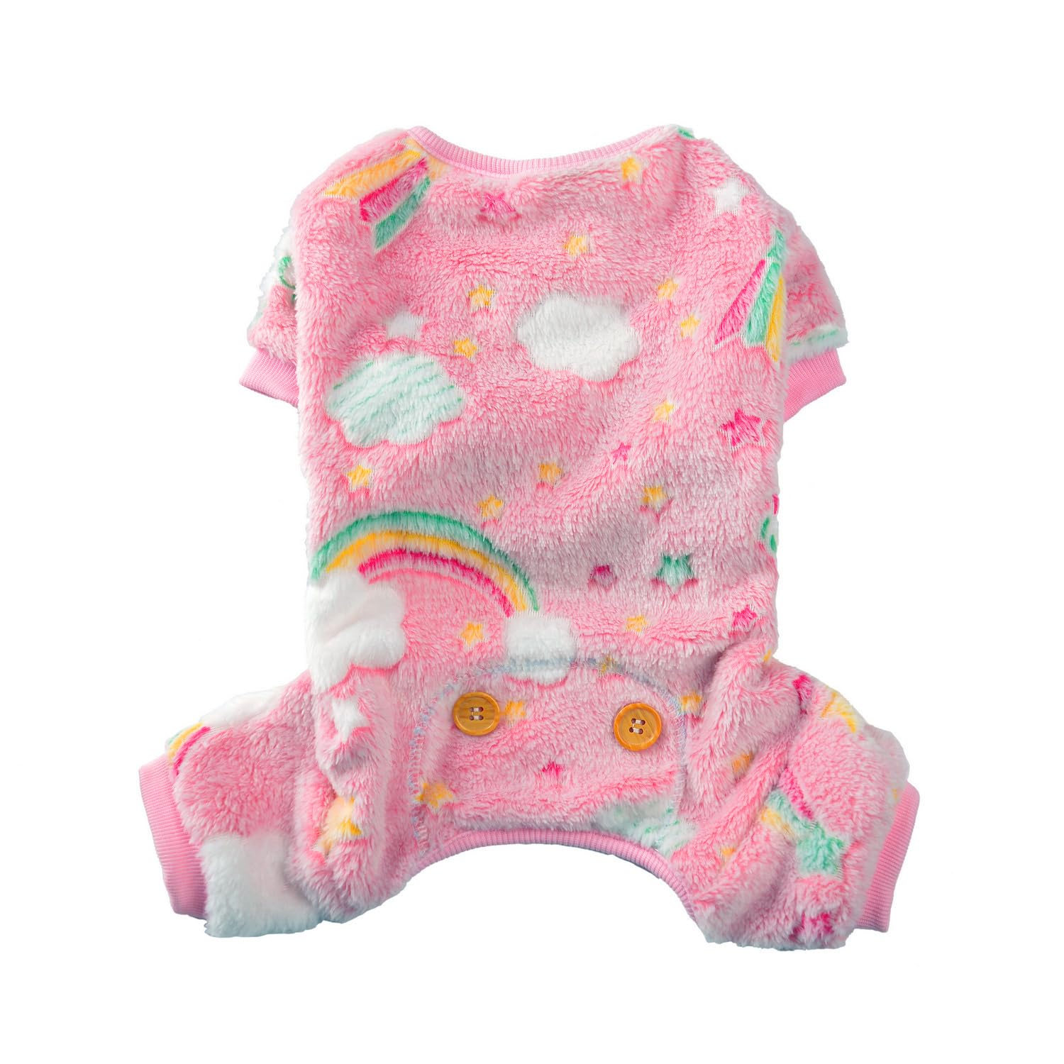 Maigllra Plush Dog Pajamas Glow In The Dark Dog Jumpsuit 4 Legged Onesie For Small Medium Large Dog, Pink Rainbow Xs