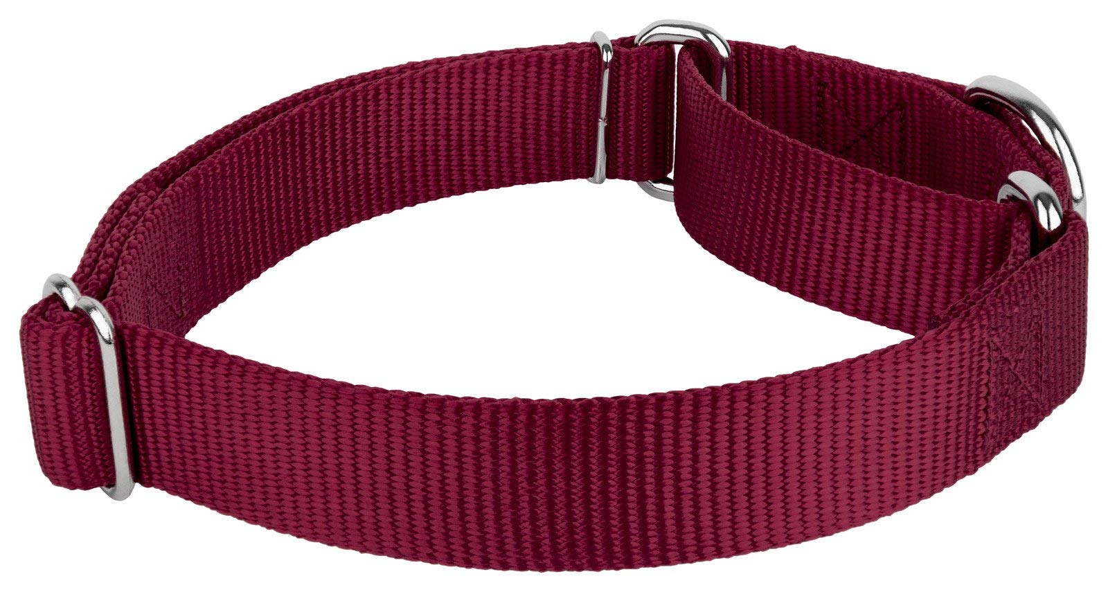 Country Brook Petz Martingale Dog Collar - Heavy-Duty Training Collar With No Buckle - Service Dog Collar For All Pups - Vibrant, Colorful Collection (Burgundy, 1 Inch, Large)