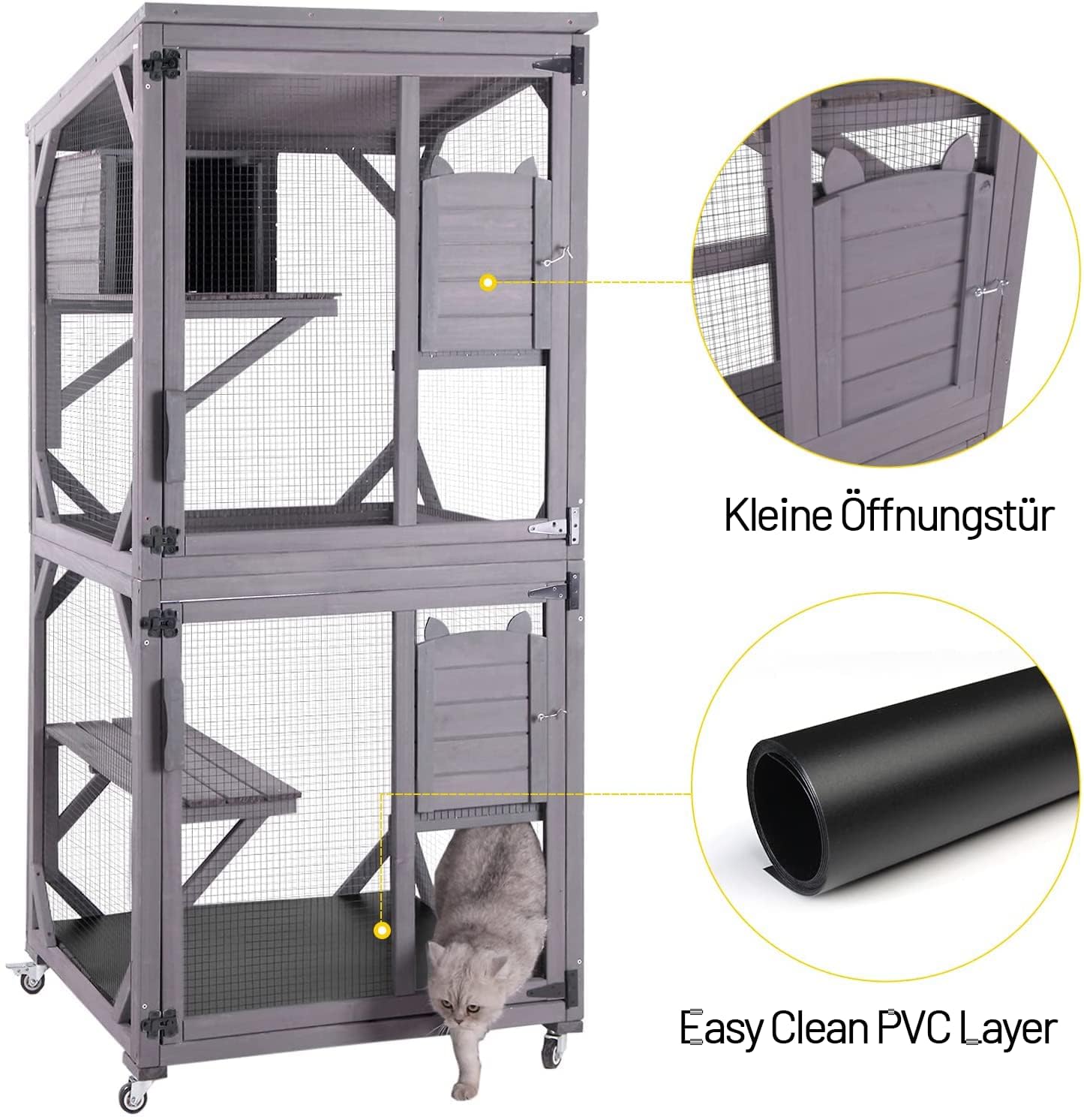 Aivituvin Catio Outdoor Cat Enclosure Extra Large Wooden Cat Cage Condo Playpen For Multiple Cats Waterproof Cover For Indoor Ou