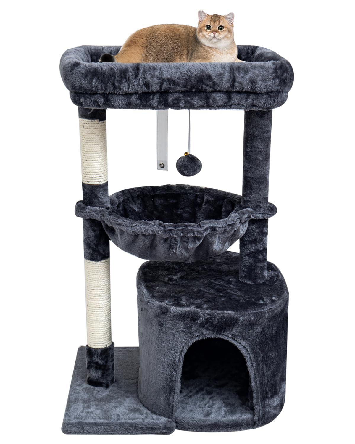 Syandlvy Small Cat Tree For Indoor Cats, Cat Tower With Scratching Post, Modern Cat House With Padded Perch, Kittens Condo With 
