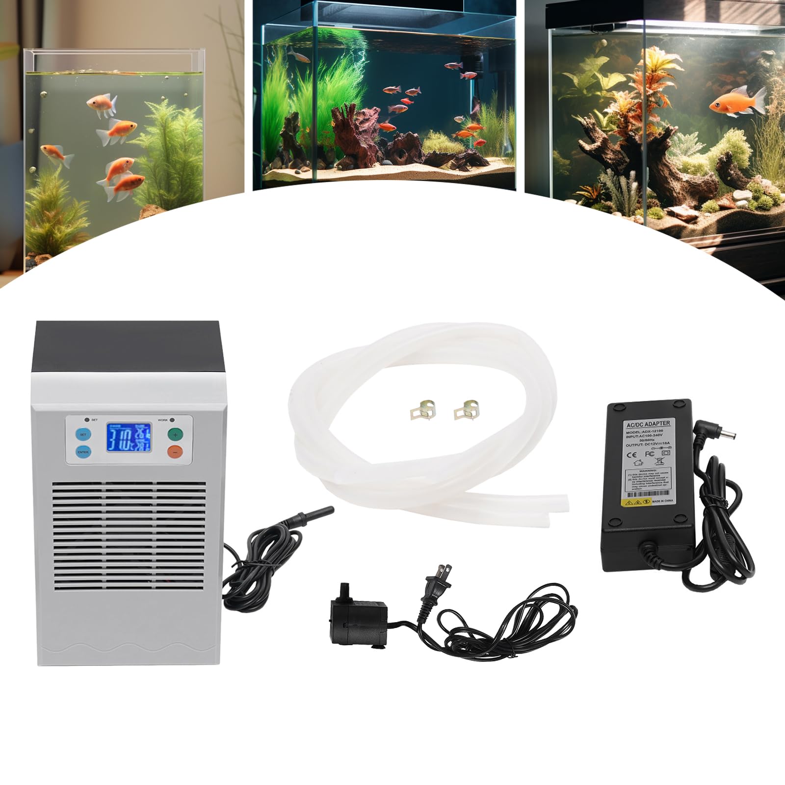 LNUJIUN 30L Aquarium Chiller with LED Digital Temperature Display Screen 100W Aquarium Water Chiller for Axolotls, Fish Tank, Co