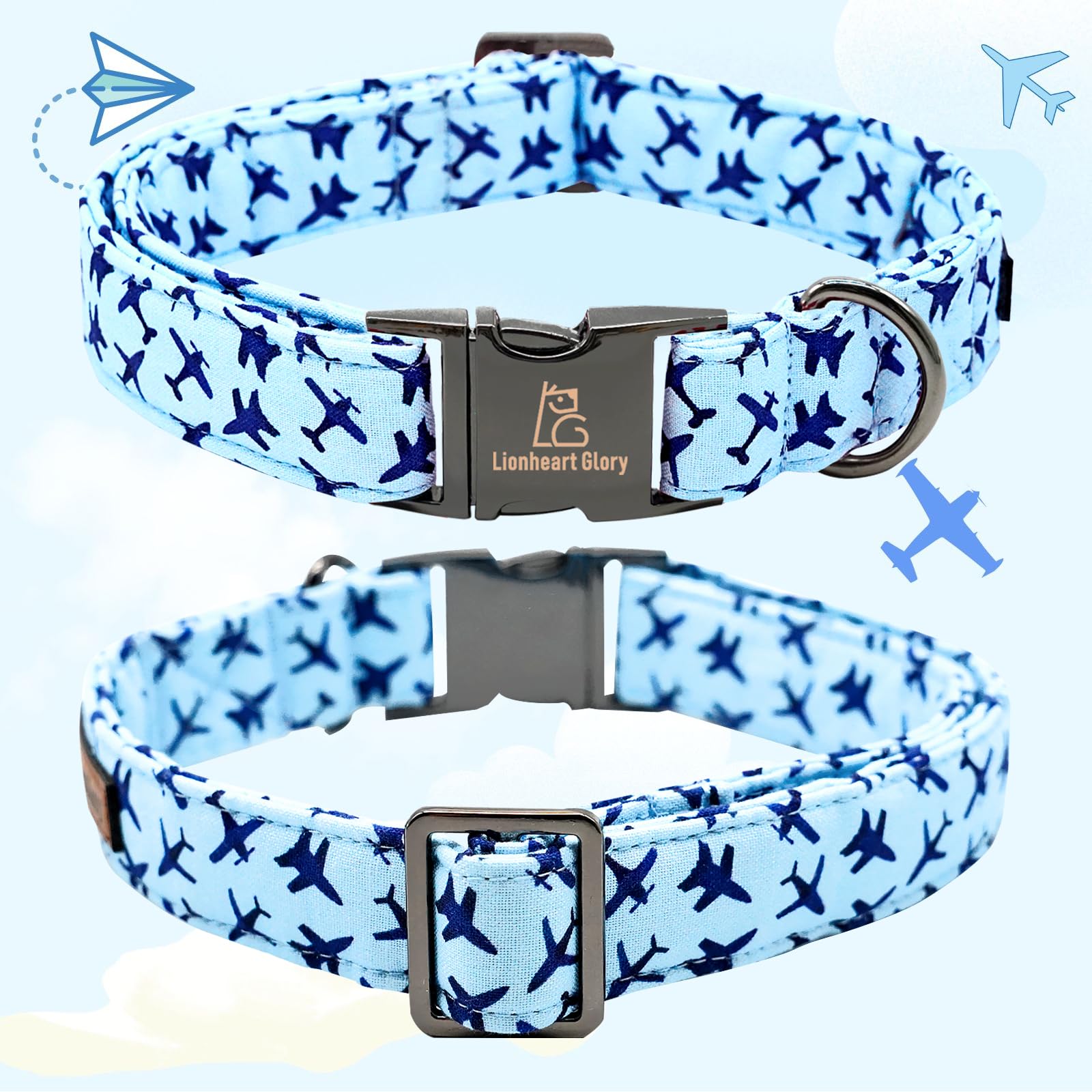 Lionheart Glory Dog Collar, Blue Dog Collar Boy Dog Collars Heavy Duty Adjustable Collar For Large Dogs Pet Gift