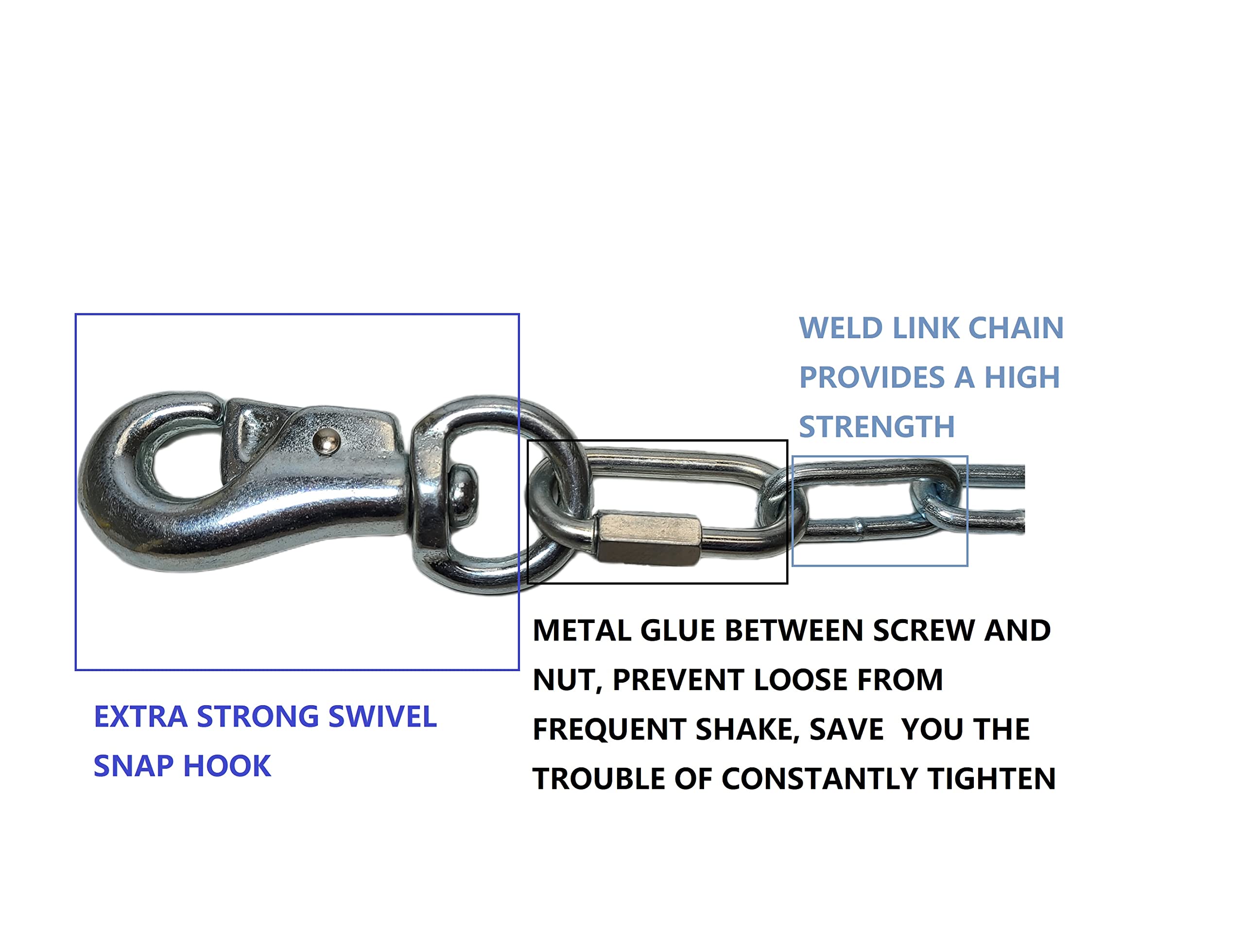 Heavy Duty Dog Runner Chain, Dog Tie Out, For Medium To Large Dogs, Weld Steel Chain, Dog Leash Chain, 520Lbs Capacity, For Dogs Up To 85Lbs (15Ft) Silver
