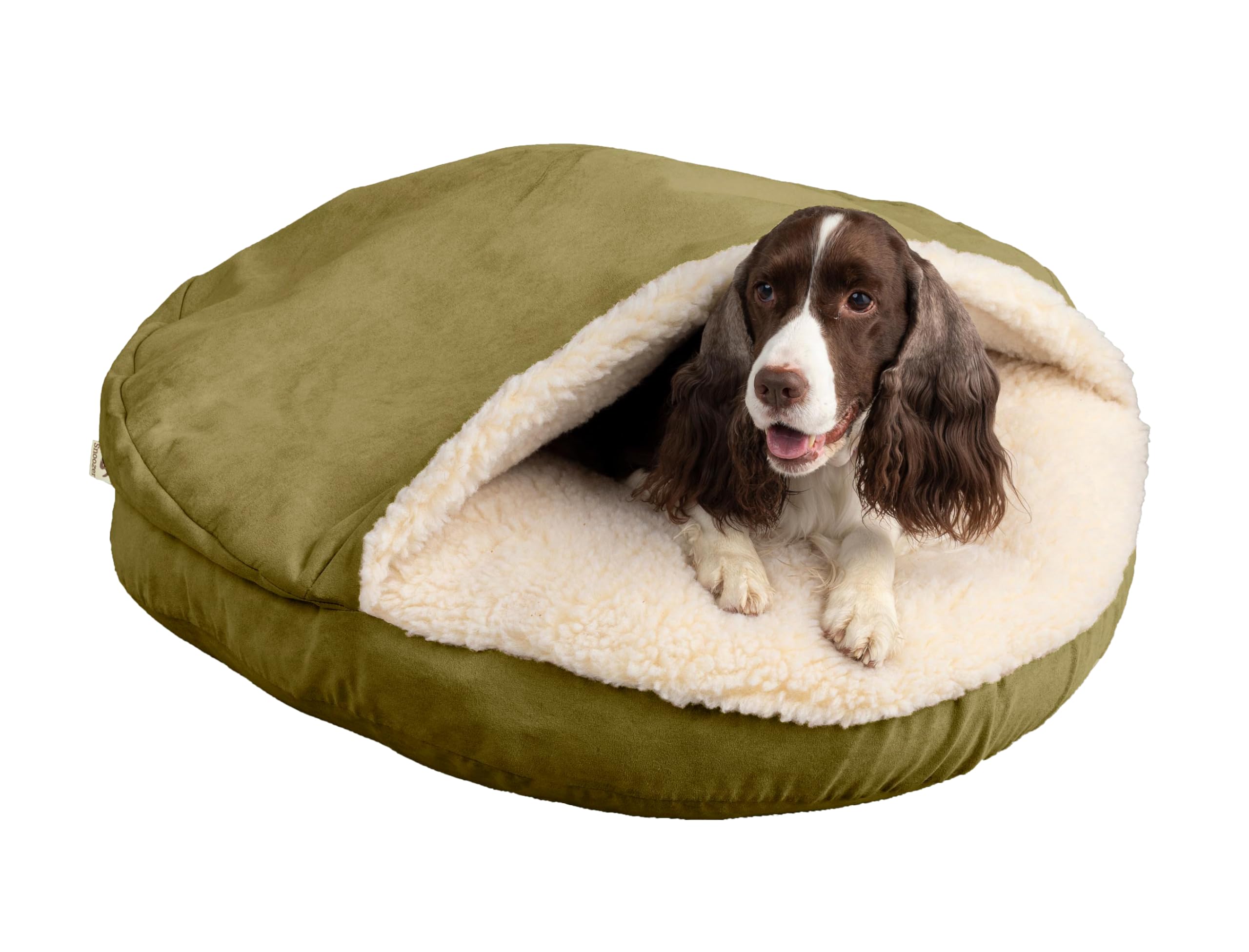 Snoozer Luxury Microsuede Cozy Cave Pet Bed, Large, Olive