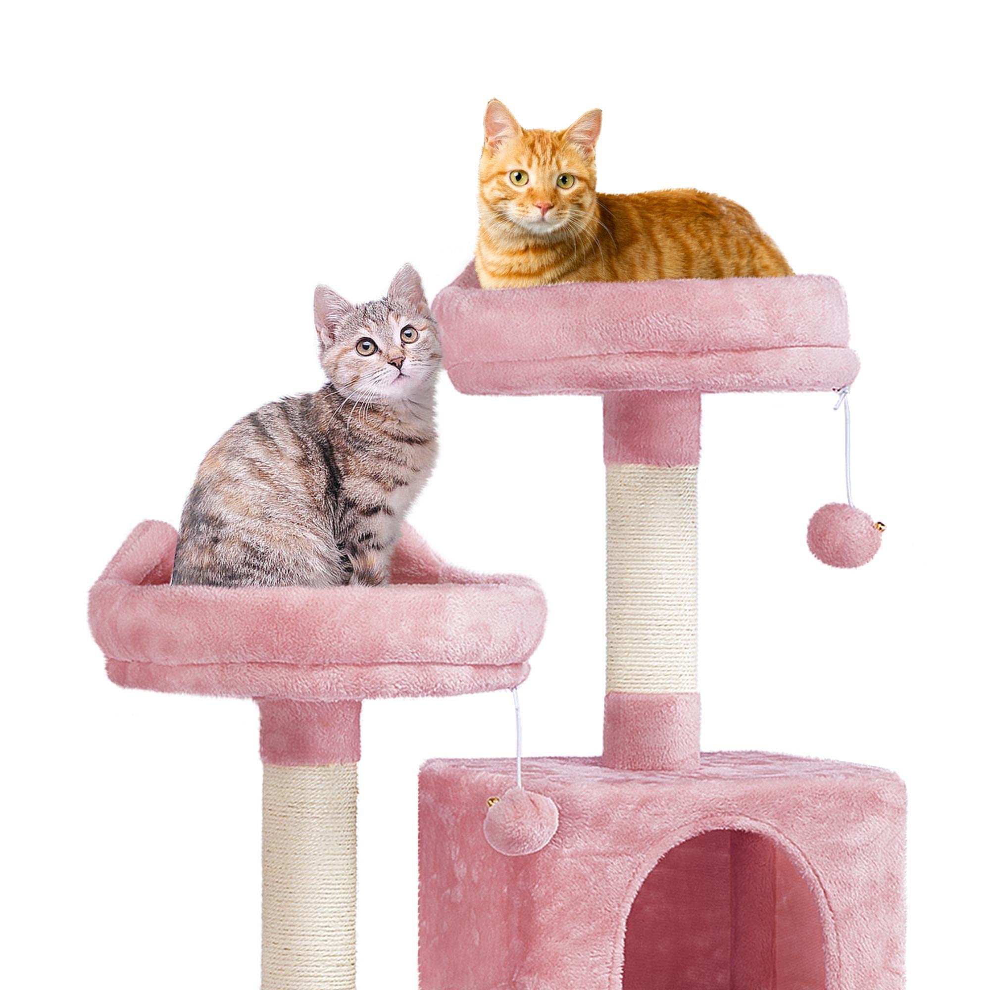 Topeakmart 62.2 Inches Cat Tree, Cat Tower W/Double Condos, Scratching Posts & Hammock, Cat Activity Tree Kitten Play House, Pin