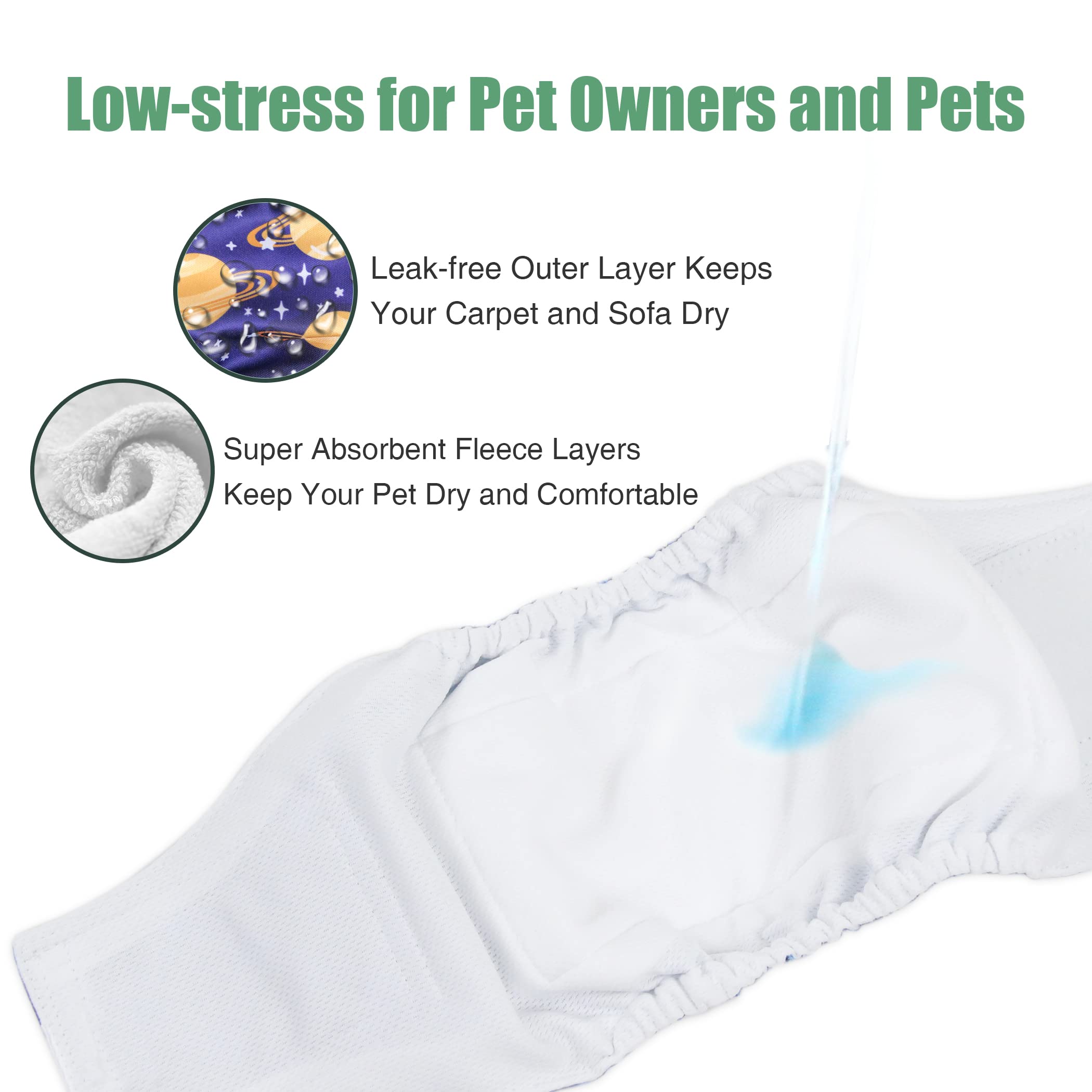 wegreeco Washable Male Dog Diapers (Pack of 3) - Washable Male Dog Belly Wrap (Vast Sky, XS)