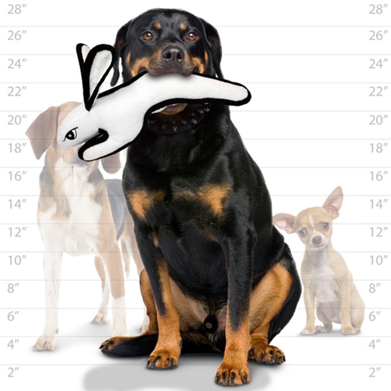 Tuffy - World'S Tuffest Soft Dog Toy - Barnyard White Rabbit - Squeakers - Multiple Layers. Made Durable, Strong & Tough. Interactive Play (Tug, Toss & Fetch). Machine Washable & Floats