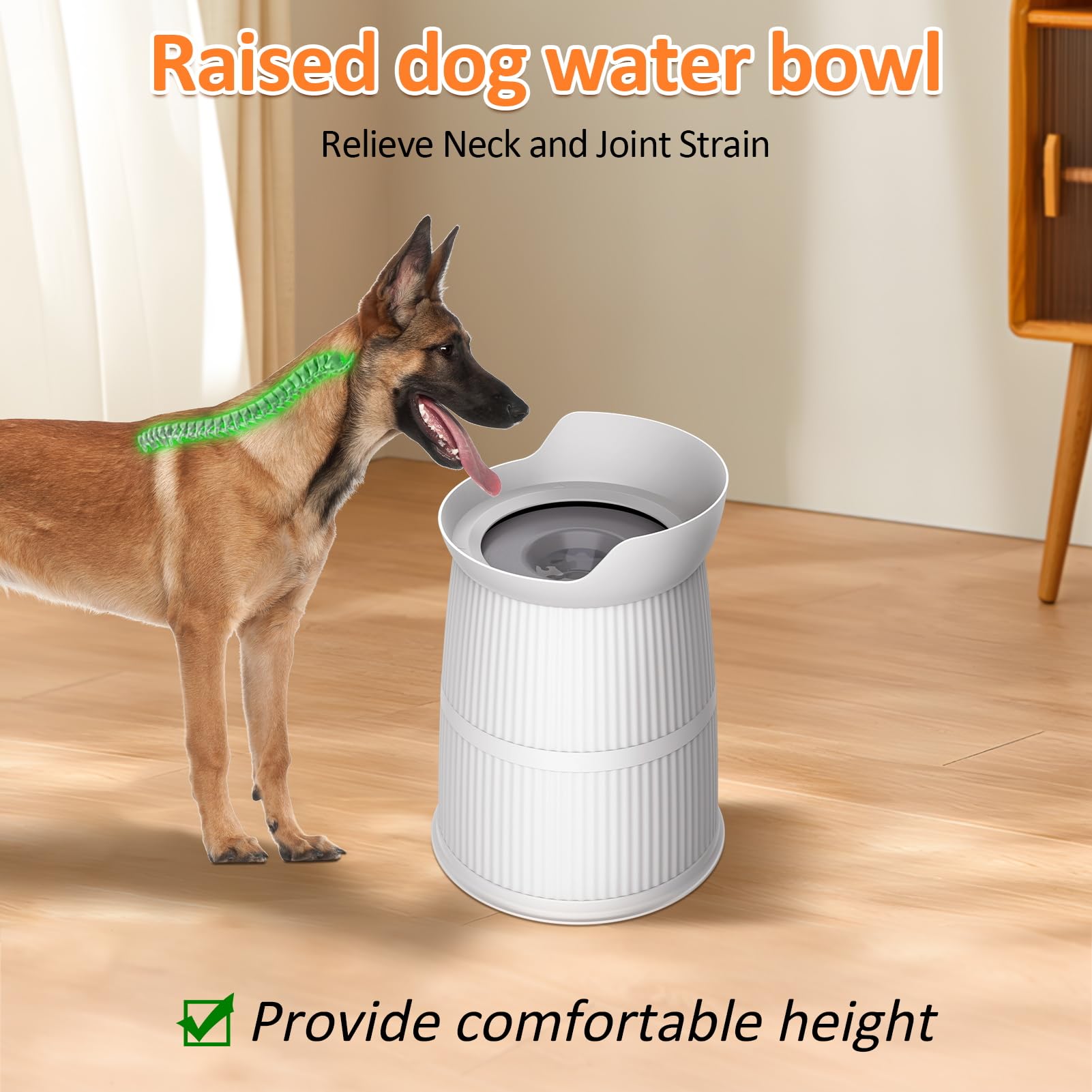 Elevated Dog Bowls For Large Dogs-[15.4-Inch High],4.4L No Spill Dog Water Bowl, Adjustable Raised Bowls,Stainless Steel Water B