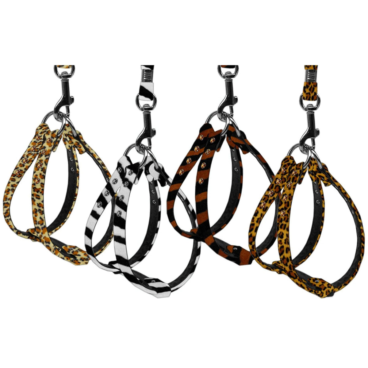 Dog, Puppy & Pet Step-In Harness, &quot;Animal Print Jeweled&quot; Tiger 12