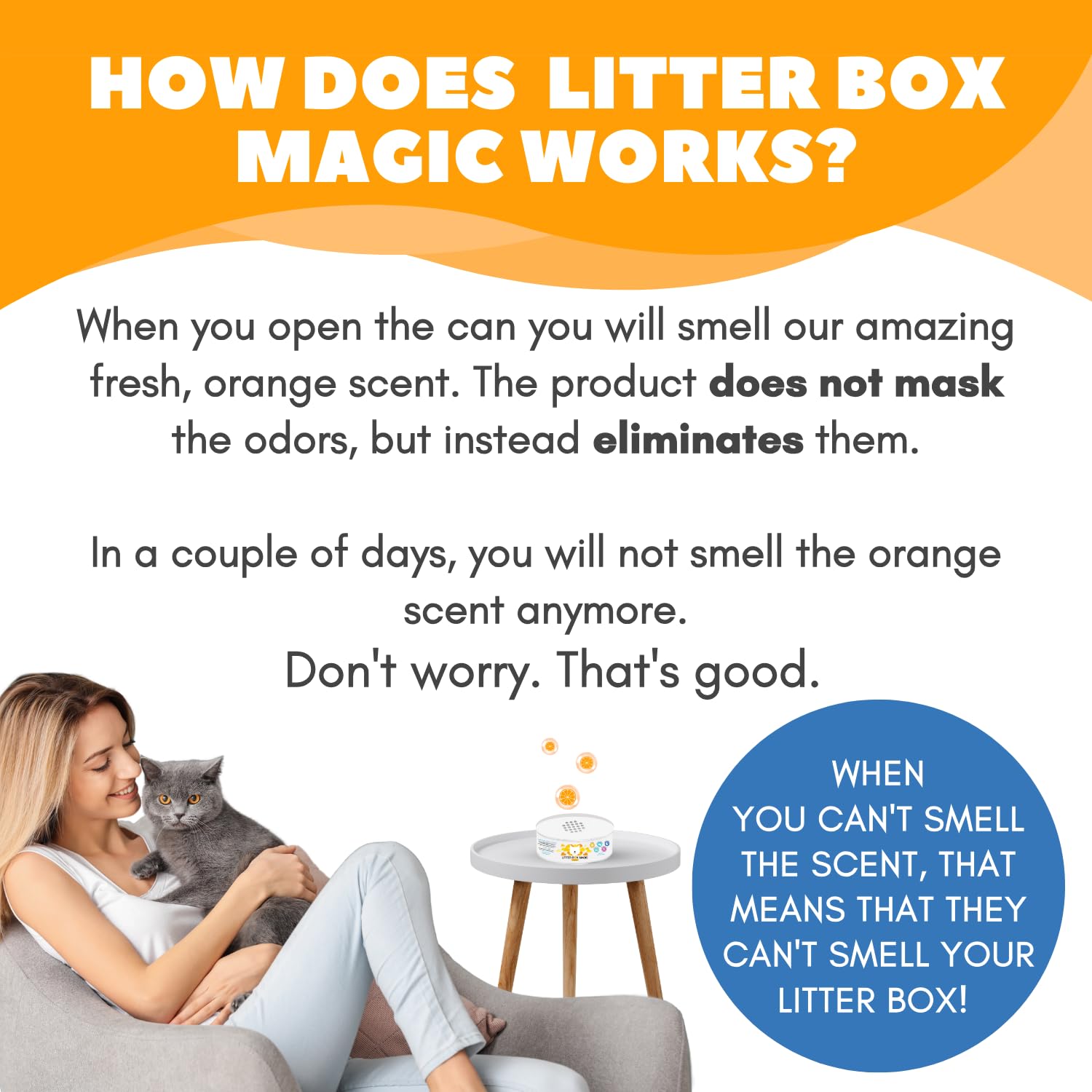 Litter Box Magic Cat Litter Deodorizer Jar (Orange Scent, 16 Oz, Pack Of 1) - Cat Litter Odor Control Gel In A Jar - Cat Litter
