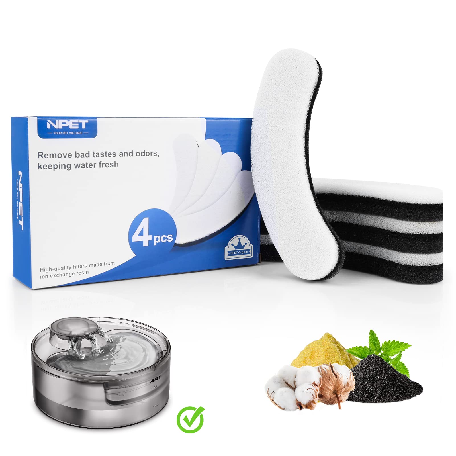 NPET DF10 170oz/1.3Gallon/5L Large Automatic Pet Water Dispenser Water Fountain with Cleaning Kit, Replacement Filter for Cat, D