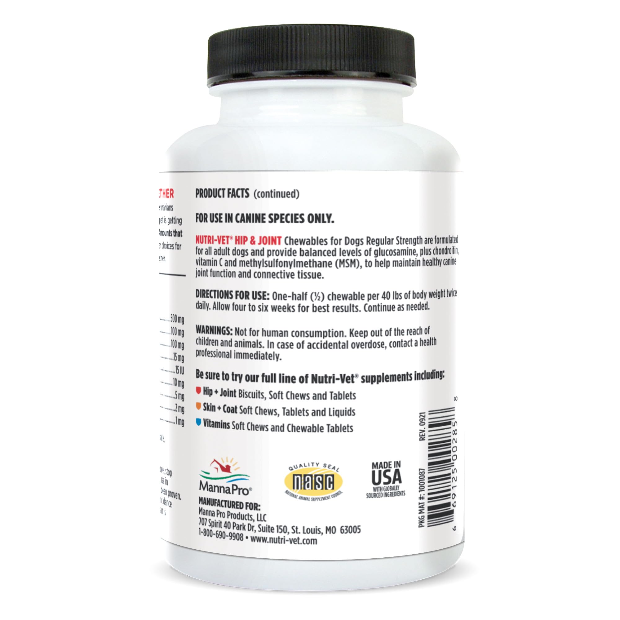 Nutri-Vet Hip & Joint Chewable Dog Supplements - Formulated with Glucosamine & Chondroitin for Dogs - 120 Count