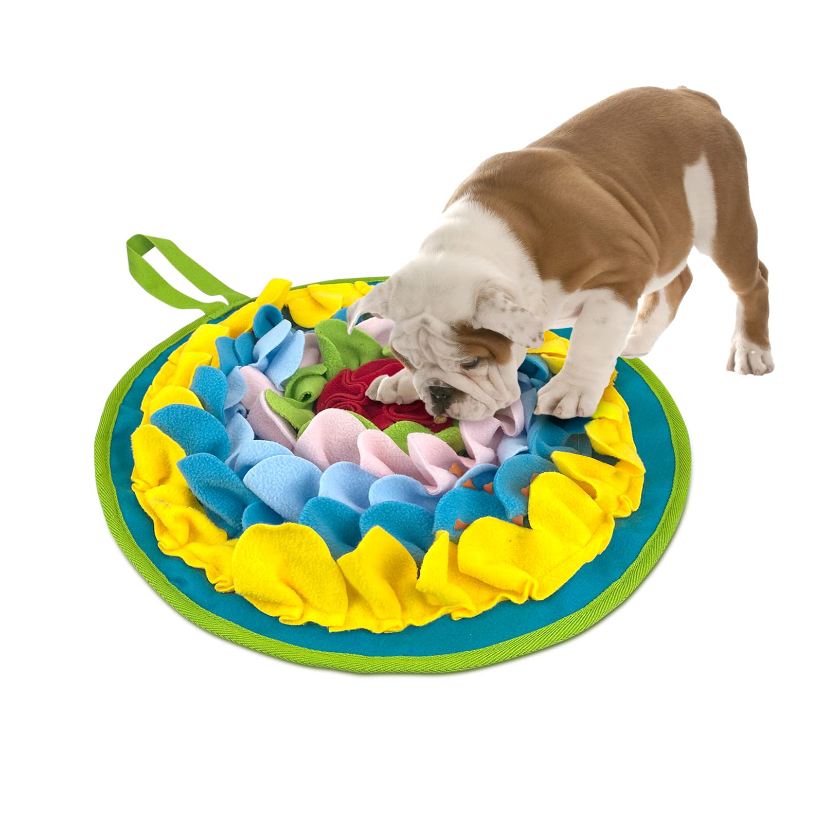 Wishlotus Slip-Free Pet Snuffle Mat With Hanging Rope, Snuffle Mat For Dogs To Consume Energy And Relieve Stress, Pet Snuffle Mat For Rabbits, Hamsters, And Dogs To Improve Digestion (Dense Flowers)