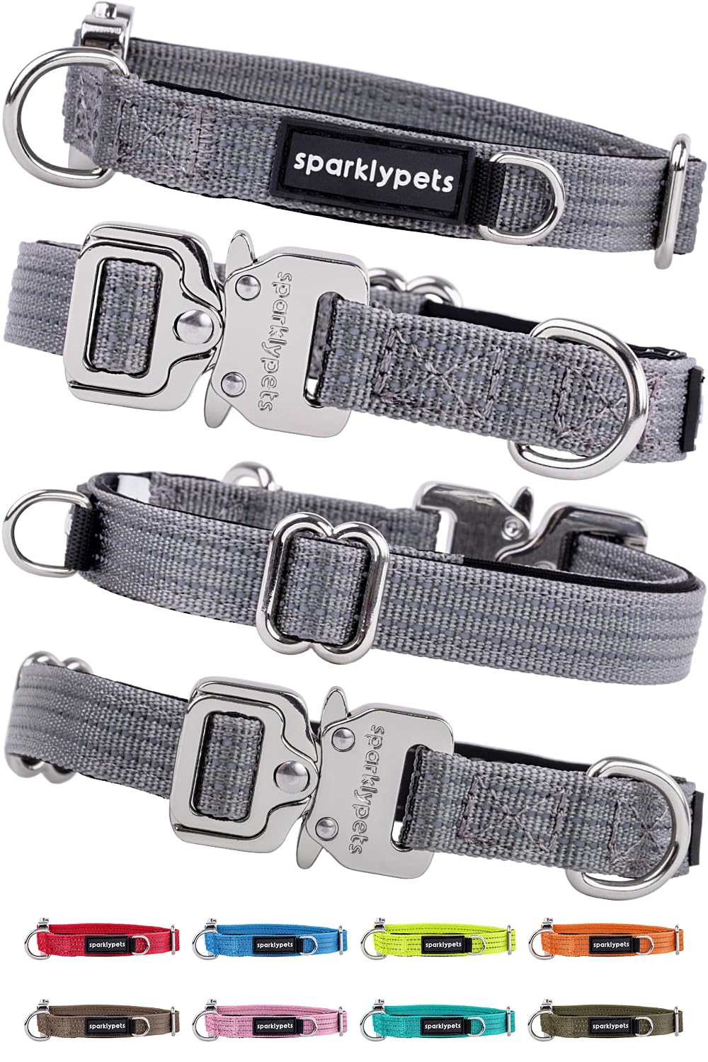 Sparklypets Extra Small Dog Collar With Quick Release Chrome Buckle & Airtag Holder - Premium Small Breeds Collars With Reflecti
