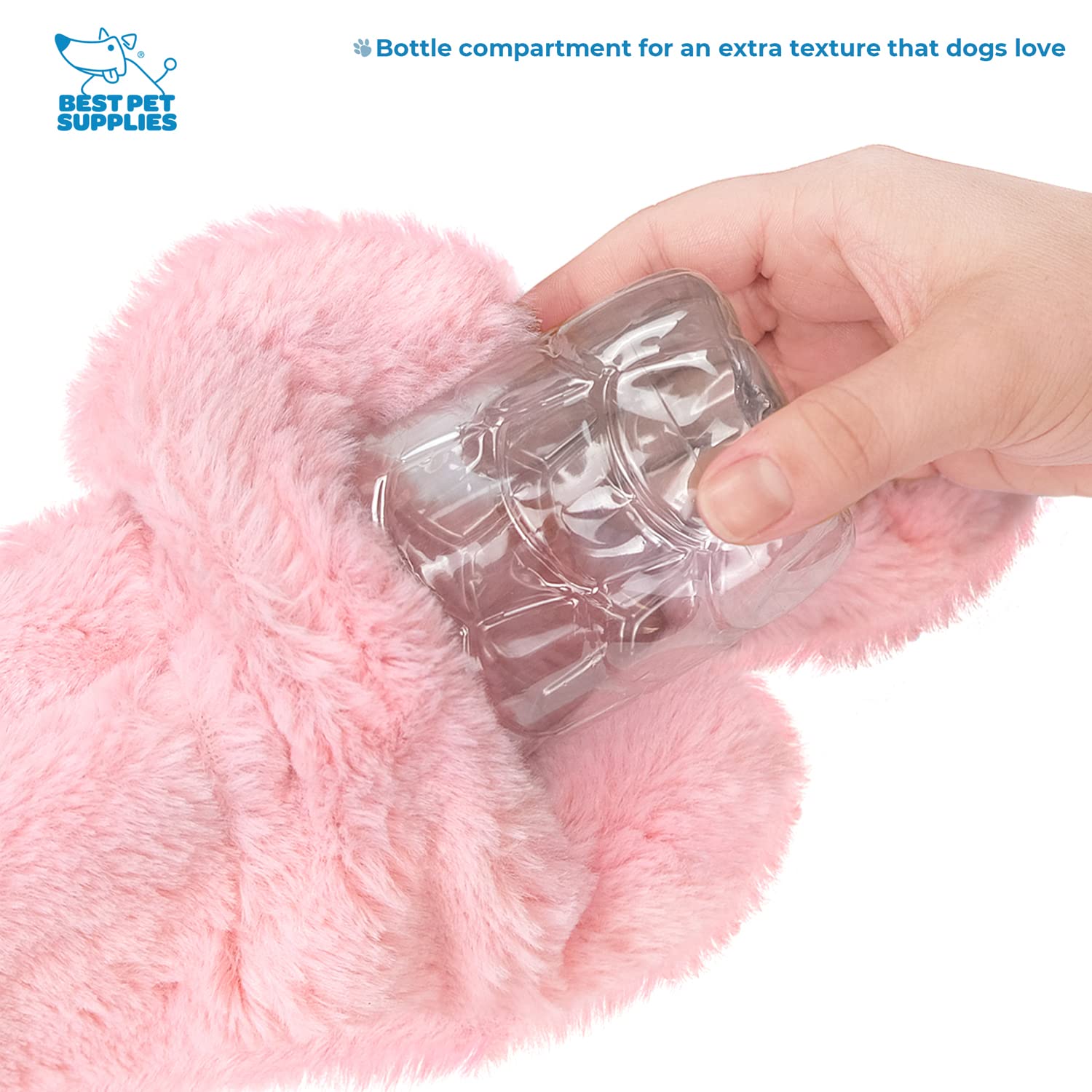 Best Pet Supplies 2-In-1 Stuffless Squeaky Dog Toys With Soft, Durable Fabric For Small, Medium, And Large Pets, No Stuffing For Indoor Play, Holds A Plastic Bottle - Hare, Pig, Large