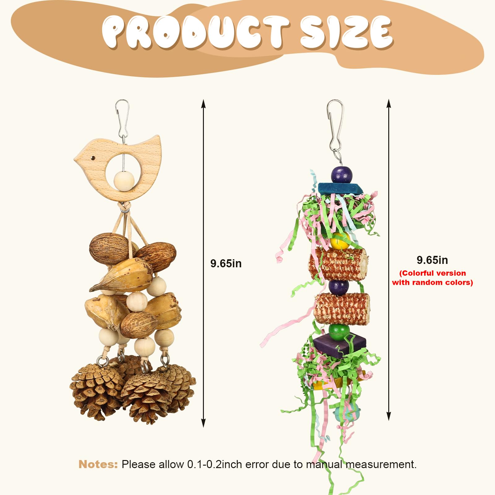 Bird Toys 3 Pack Parrot Toys Natural Bird Cage Accessories Shredded Foraging Supplies Suitable For Parakeets, Cockatiels, Conure