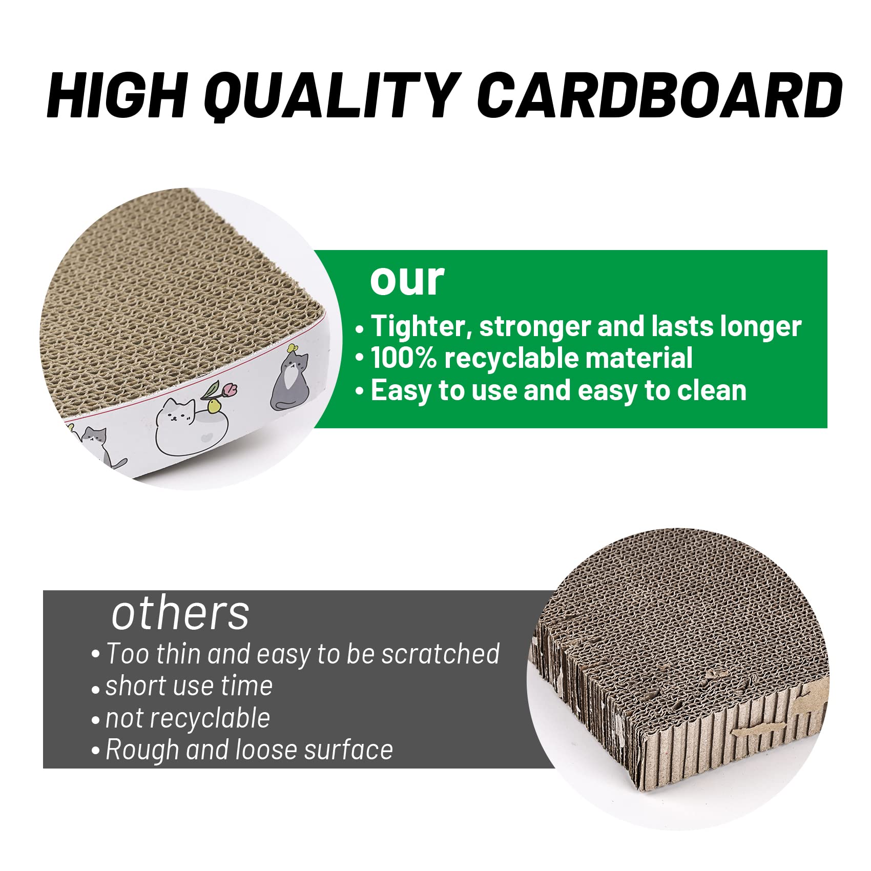 Patiencet Cat Scratcher Cardboard 4 Pack Cat Scratch Pad Reversible Scratcher Texture Curve Design Durable Cat Scratchers For Indoor Cats Lounger Sofa