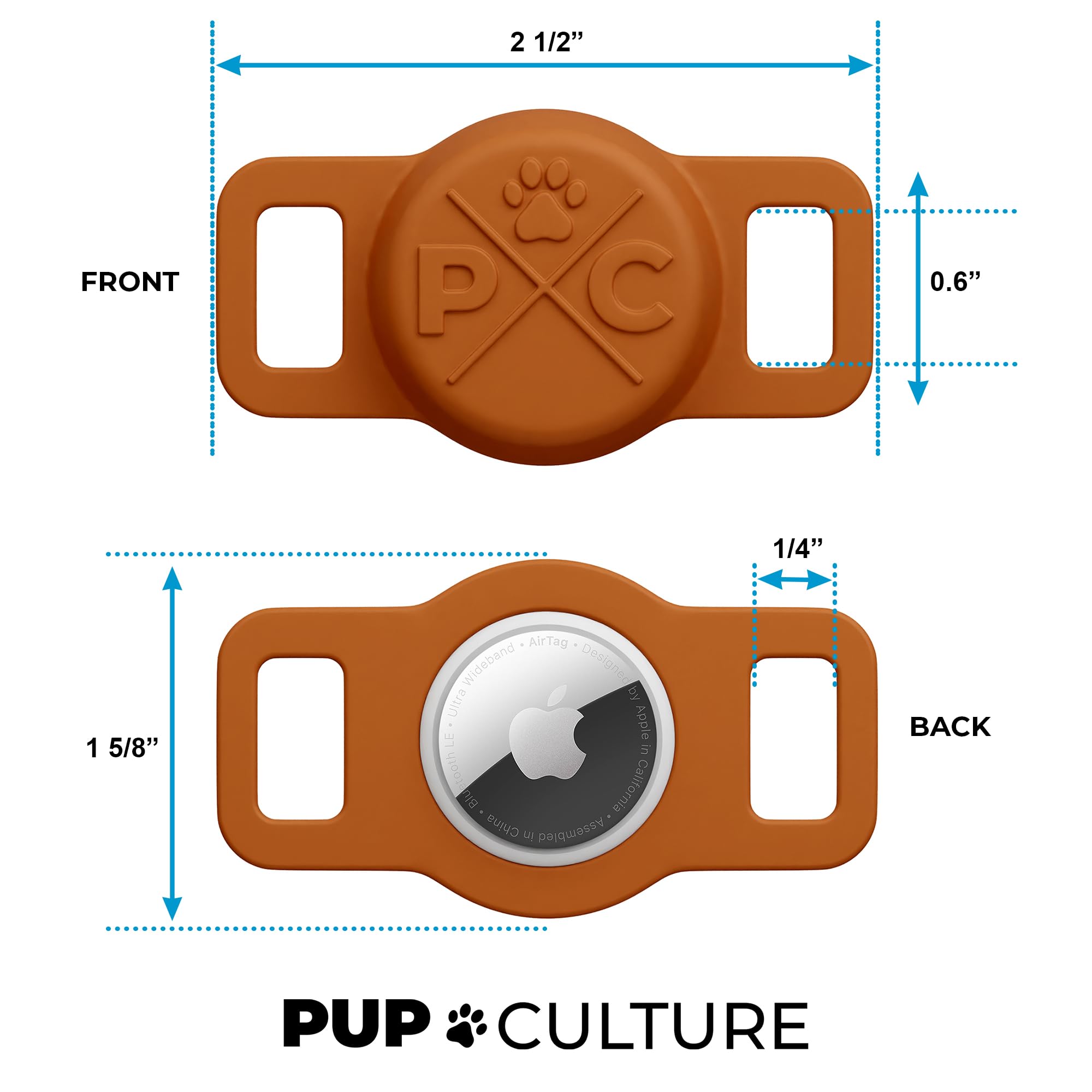 Pup Culture Cat Collar Airtag Holder - Extra-Durable, Lightweight, And Protective - Track Your Cat Using Apple Airtag Technology