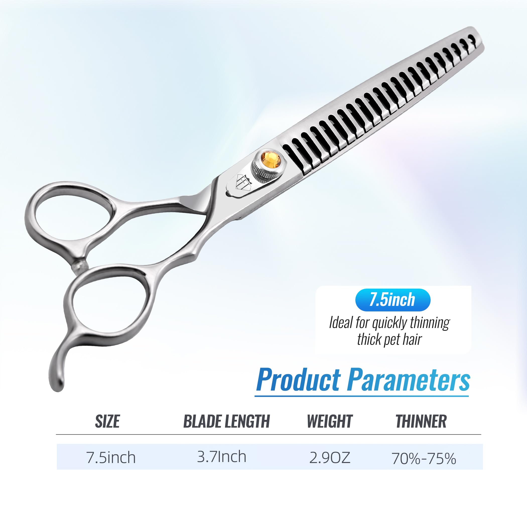 Fenice Professional Dog Grooming Scissors: 7.5 Inch Chunker Shears For Dogs Trimming Made Of Japanese 440C Stainless Steel Yello