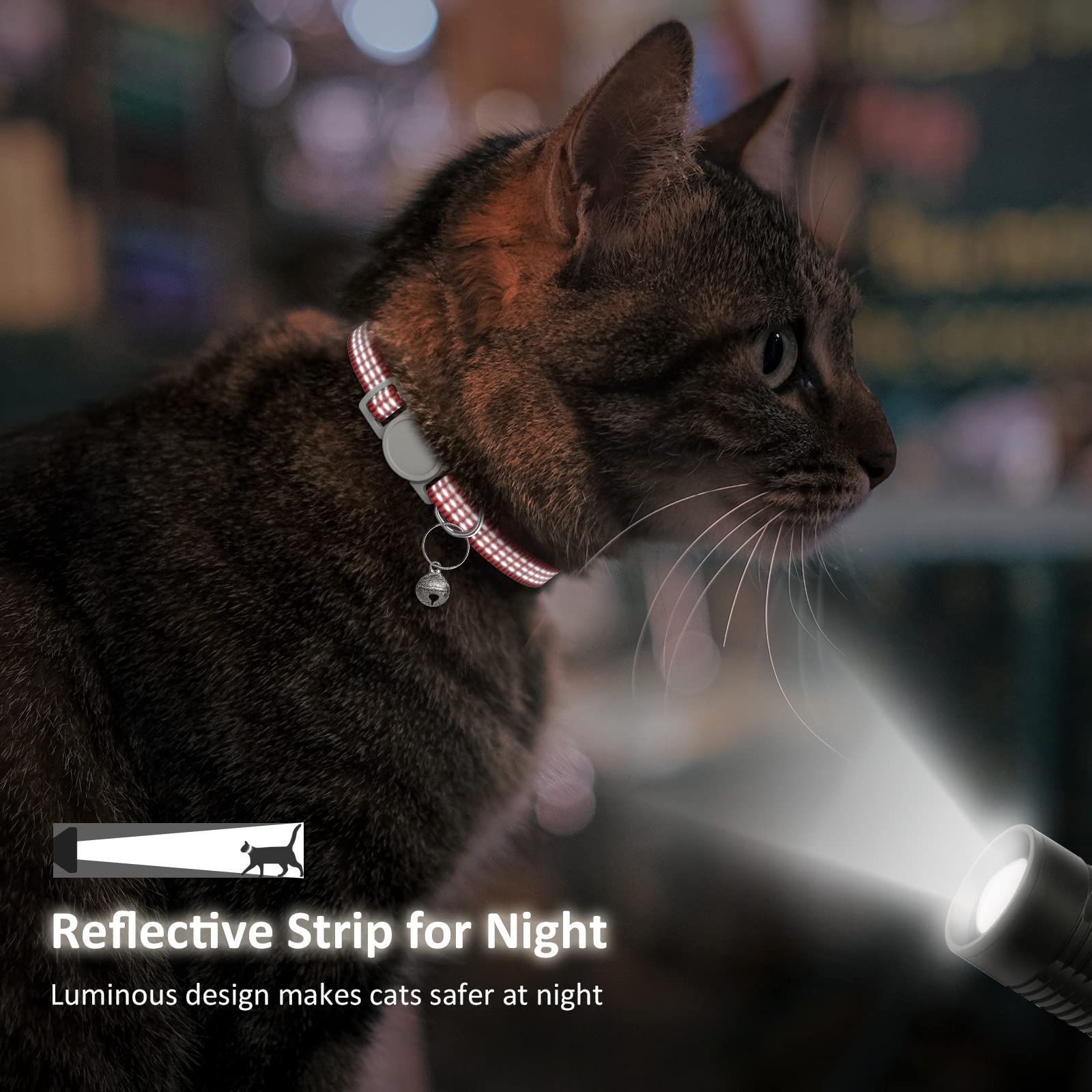 5 Pack Reflective-Breakaway Cat Collars With Bells,Adjustable Small Cat Collar,Ideal For Girl Cats Male Cats Kittens Puppies,Pet