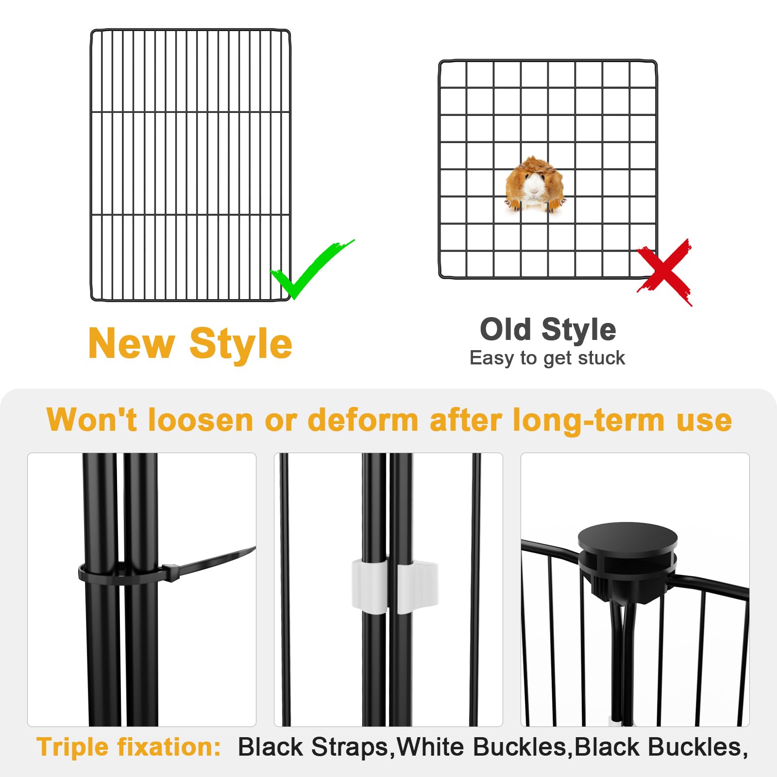 Tresbro Guinea Pig Cage with Top Cover & 12 Panels, Triple Fixing Measures Small Animal Playpen with Waterproof PVC Liner & One-