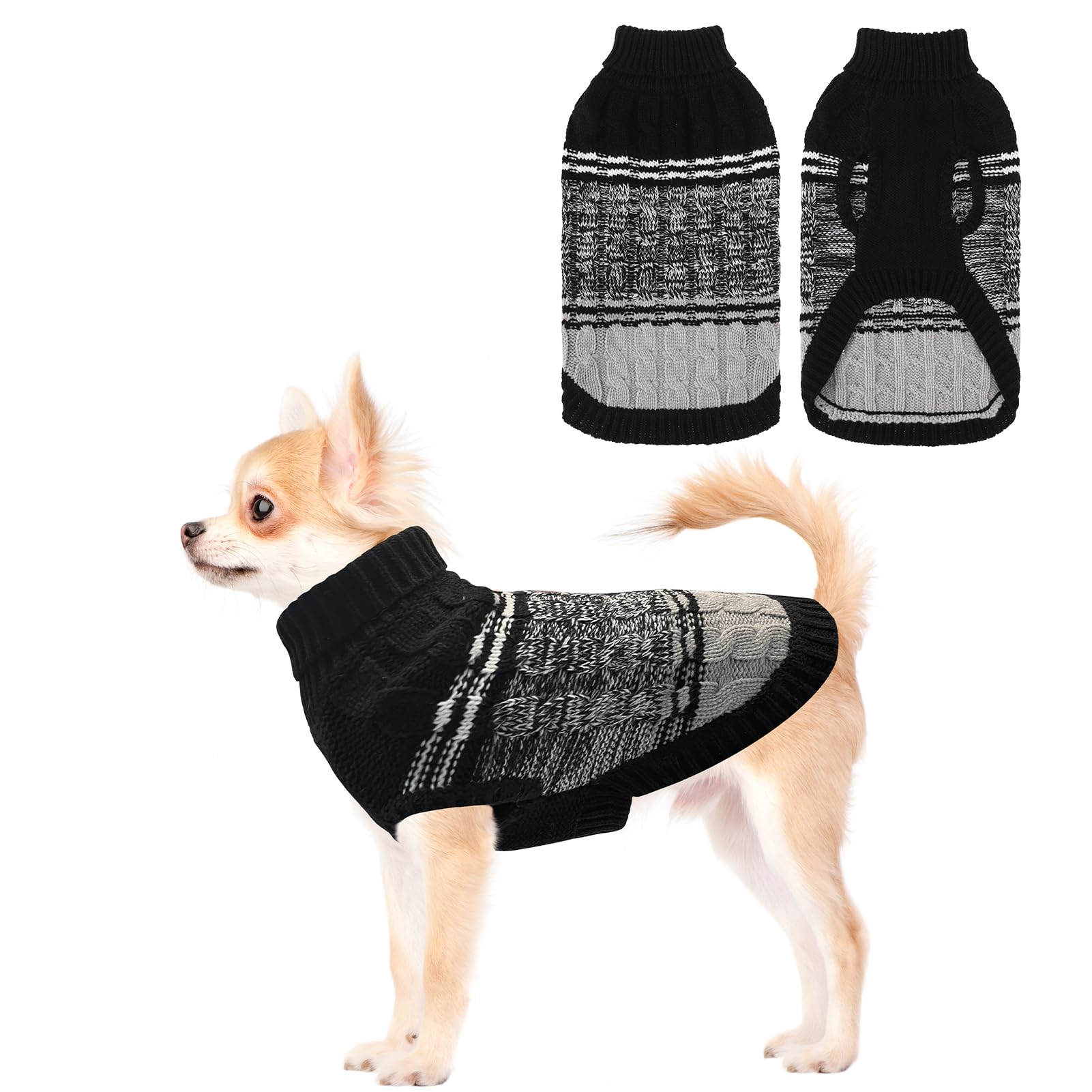 Mihachi Soft Warm Dog & Cat Pullover - Women'S & Men'S Pet Dogs & Cats Sweater Shirt, Cold Weather Turtleneck With Leash Hole, B