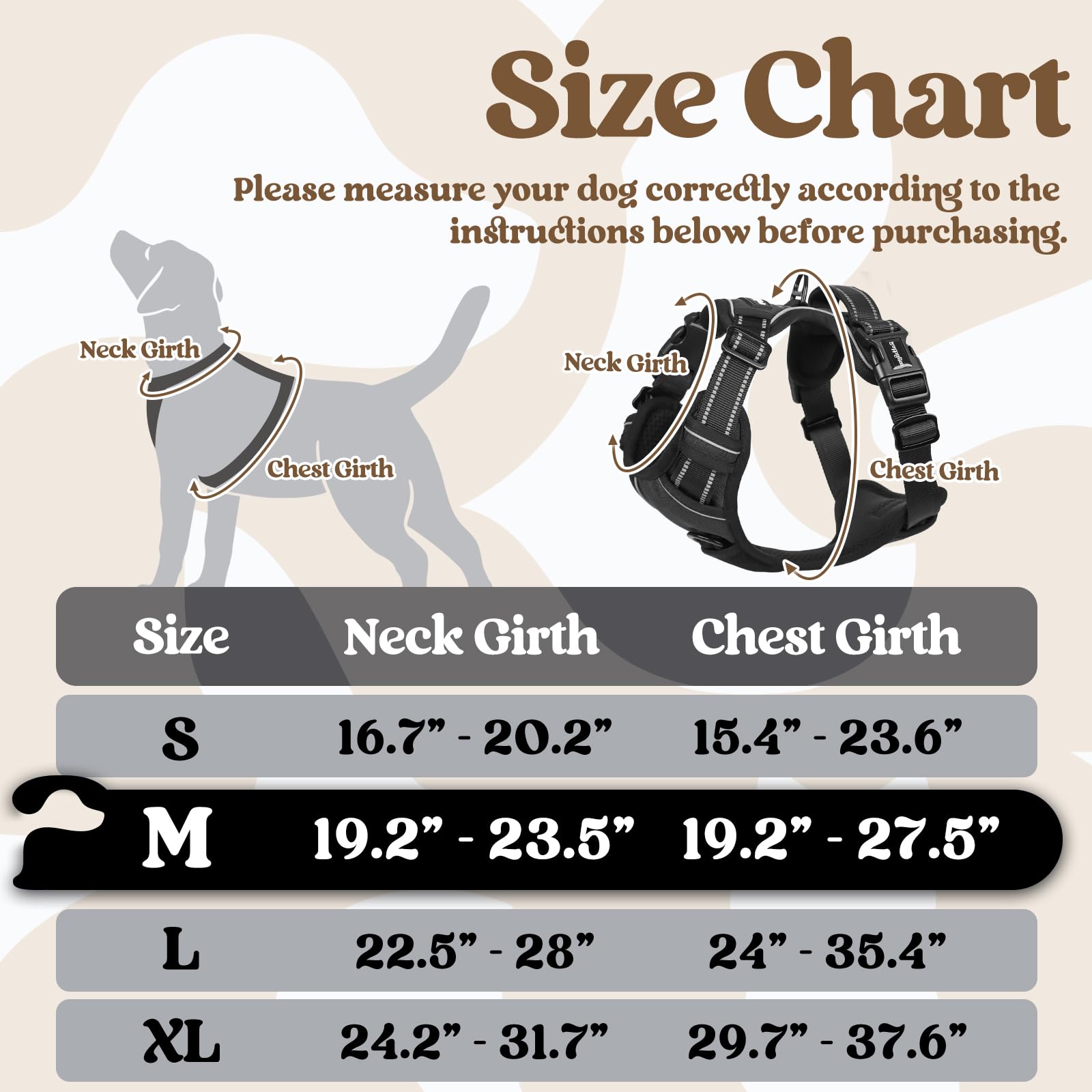 Rabbitgoo Dog Harness Medium Sized, No Pull Pet Harness With 3 Buckles, Adjustable Soft Padded Pooch Vest With Instant Control Handle, Easy Walking Reflective Pet Vest For Medium Dogs, Black, M
