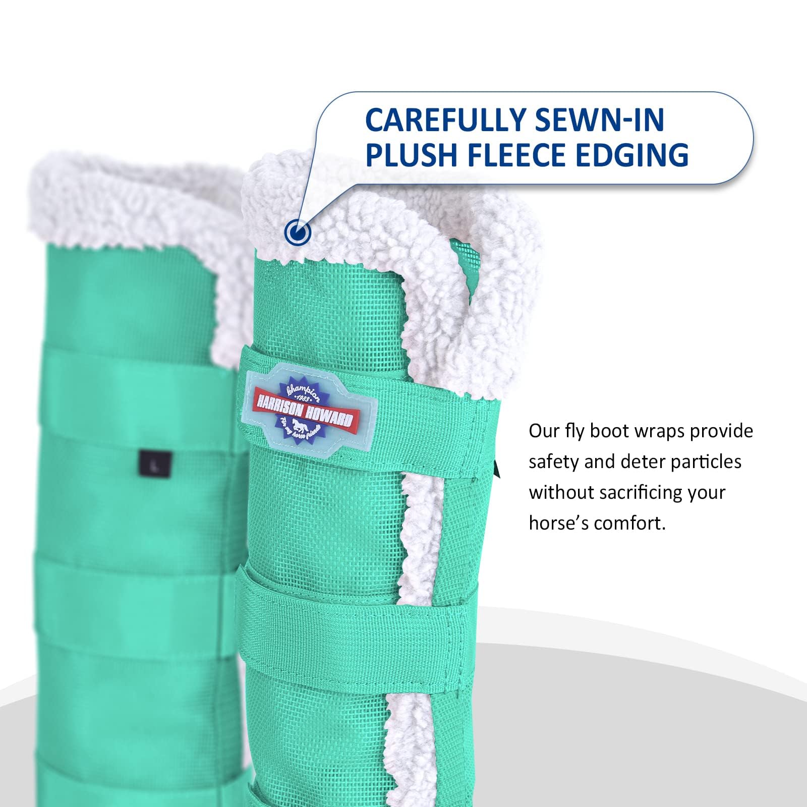 Harrison Howard Horse Fly Boots with Fleece Trim Long-Lasting Breathable Cool Mesh Adjustable Closure