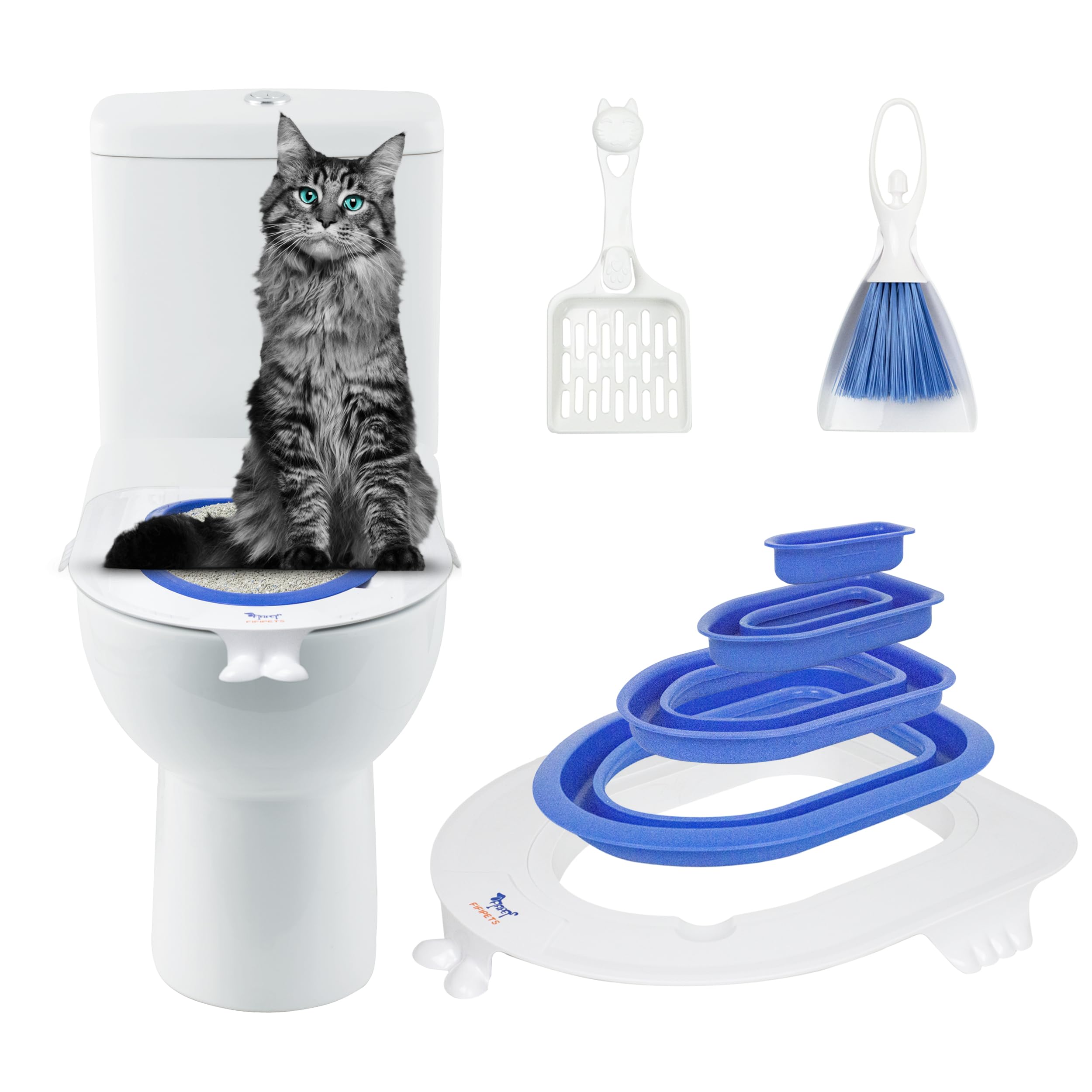 FIFIPETS Cat Toilet Training Kit, Plastic Sand Box Mat Trainer Toilet Cleaning Hygienic Pet Supply (2025)