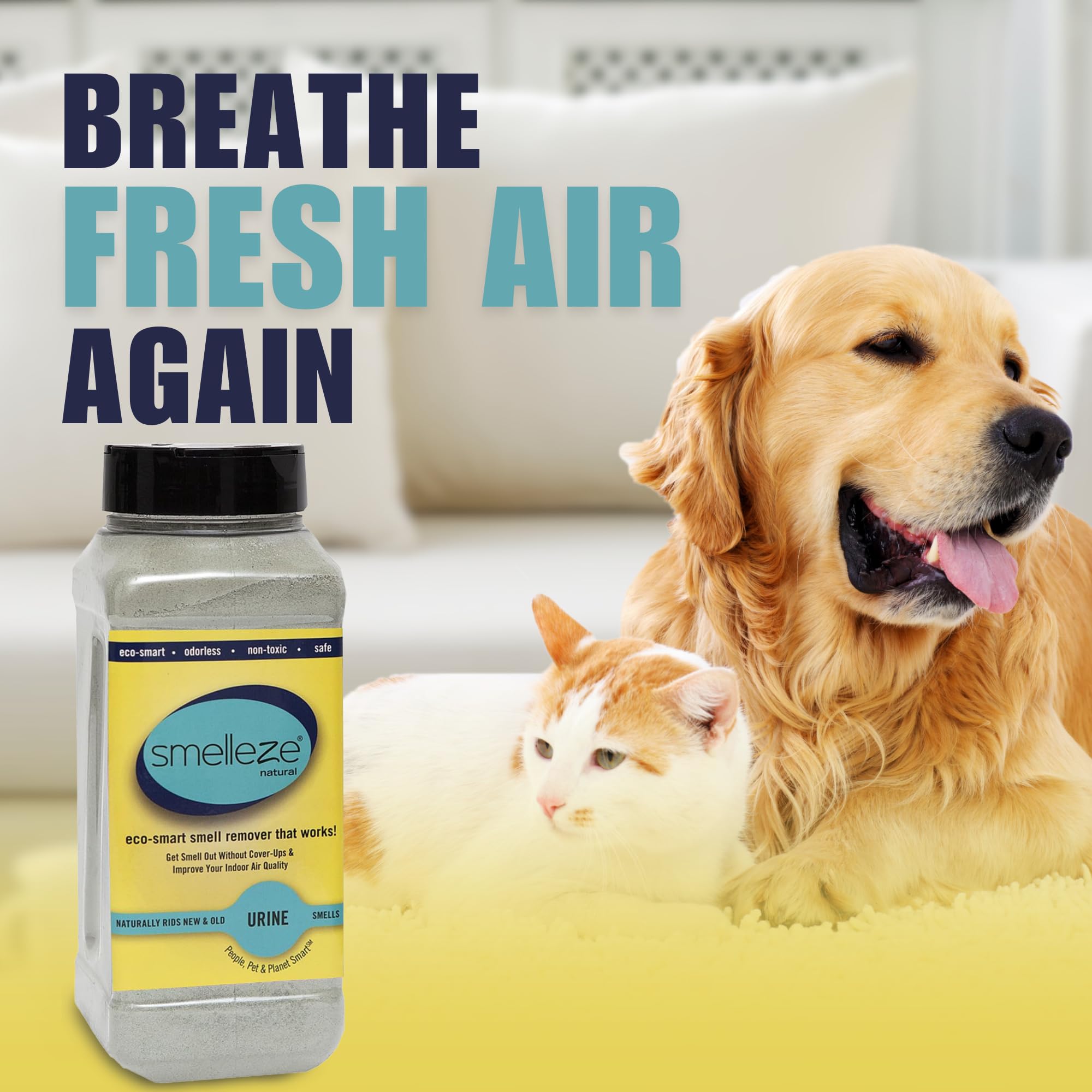 Smelleze Natural Urine Odor Removal Deodorizer: 2 Lb. Powder Stops Urine Stench
