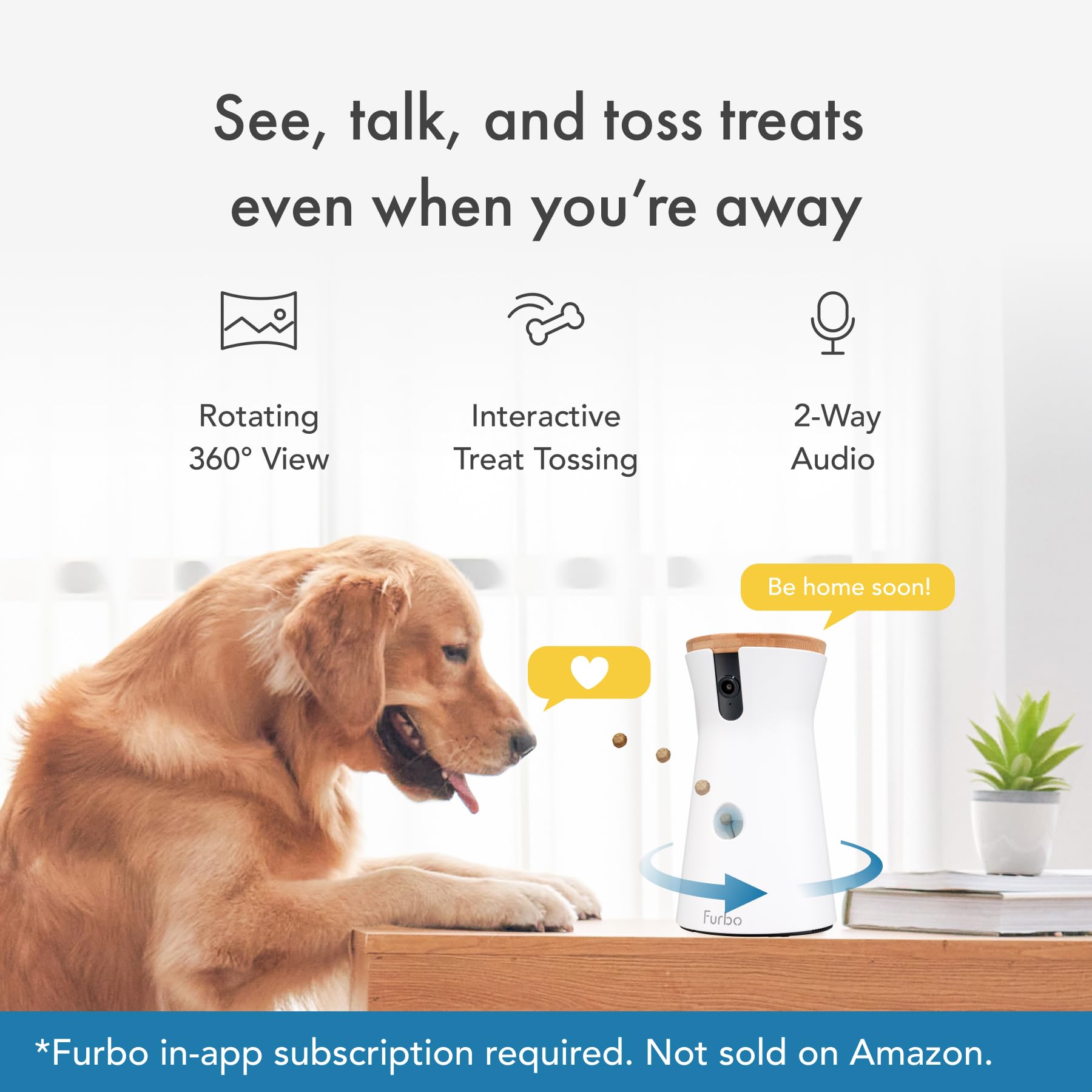 Furbo 360 Dog Camera + Nanny Bundle: Home Security & Dog Safety Alerts, Rotating Pet Treat Dispenser Camera with Speaker, Smart