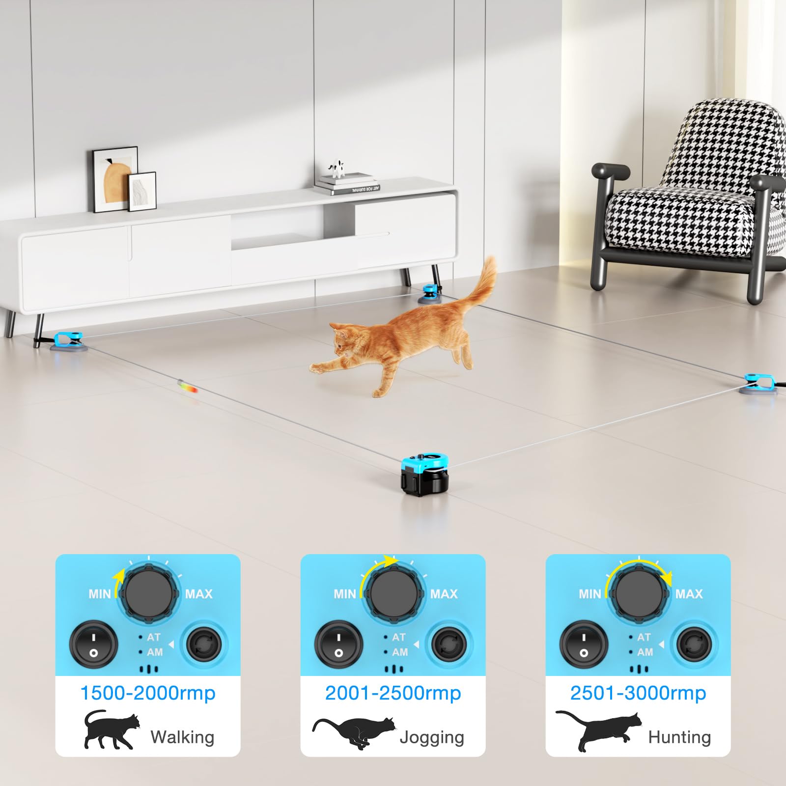 Pet Deluxe Interactive Cat Toy for Indoor Cats, Auto/Remote Control DIY Cat Mouse Hunting Treadmill Keep Bored Kitten Puppy Ente