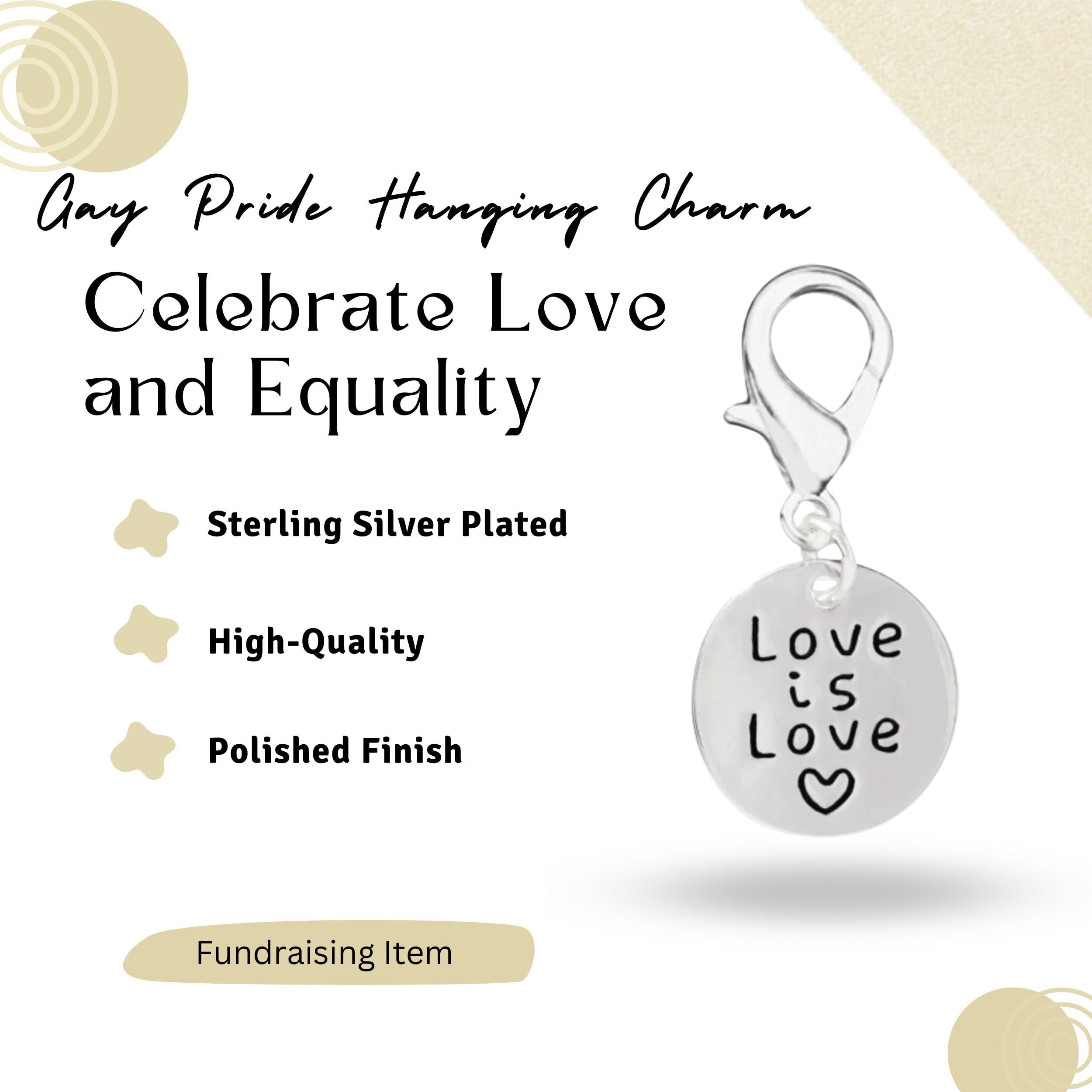 Love Is Love Circle Hanging Charm - Lgbtq Love Hanging Charm Ideal For Bracelets, Purses, Zipper Pulls On Jackets, Backpacks