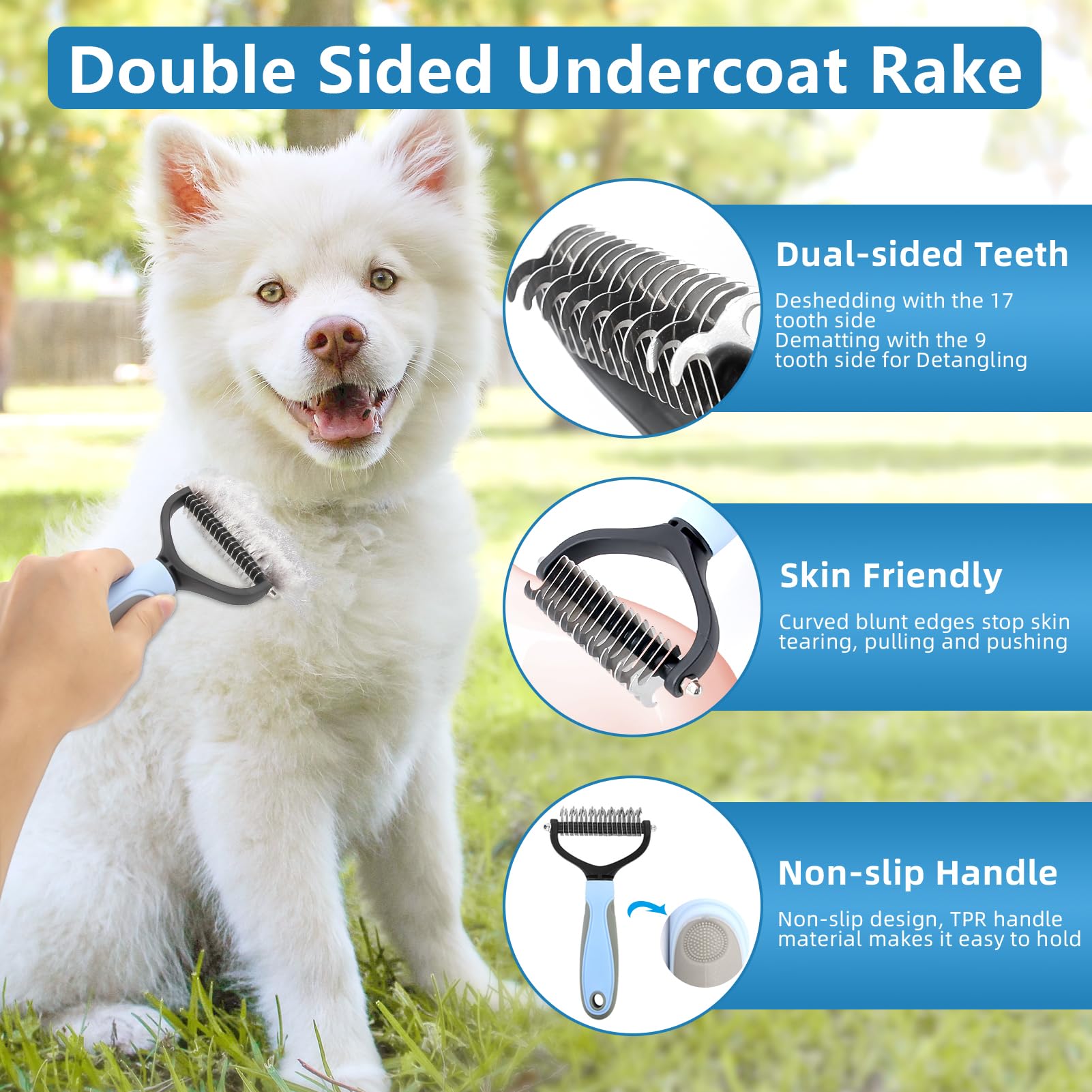 Lanswood Dog Brush Dog Grooming Kit 6Pcs Dog Brush For Shedding-Dog Brushes For Grooming, Dematting Comb For Dogs, Cat Nail Clip