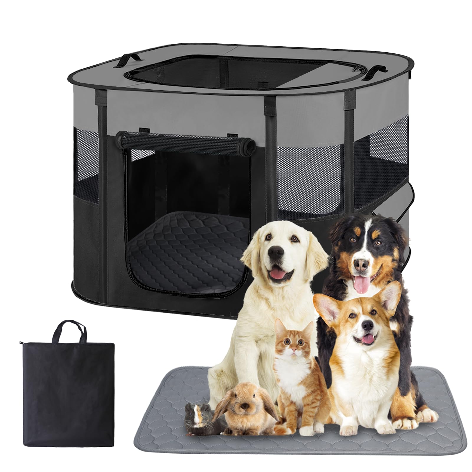 Pet Dog Cat Playpen Tent,Foldable Cat Cage Kennel,Portable Collapsible Puppy Crate For Indoor Outdoor Travel Camping Use With Wa