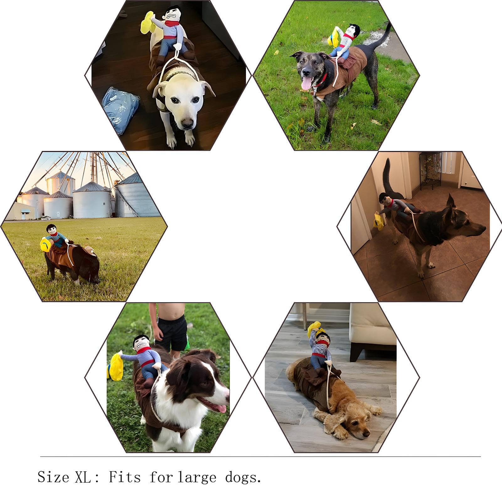 Nacoco Cowboy Rider Dog Costume For Dogs Clothes Knight Style With Doll And Hat For Halloween Day Pet Costume (Xl)