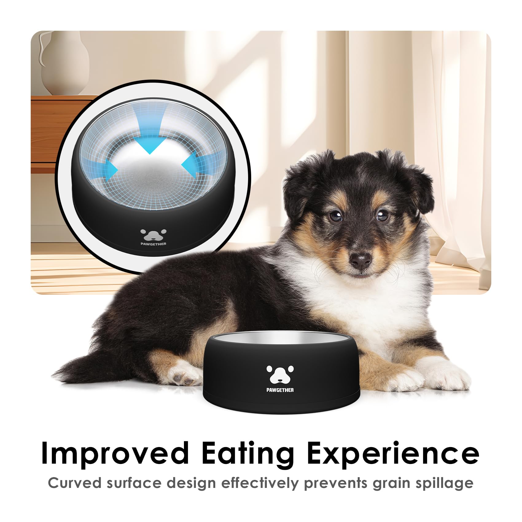PAWGETHER Stainless Steel Dog Bowls, Dog Food and Water Bowl Non-Slip Easy to Clean Dishwasher Safe for Puppy Small Medium Dogs