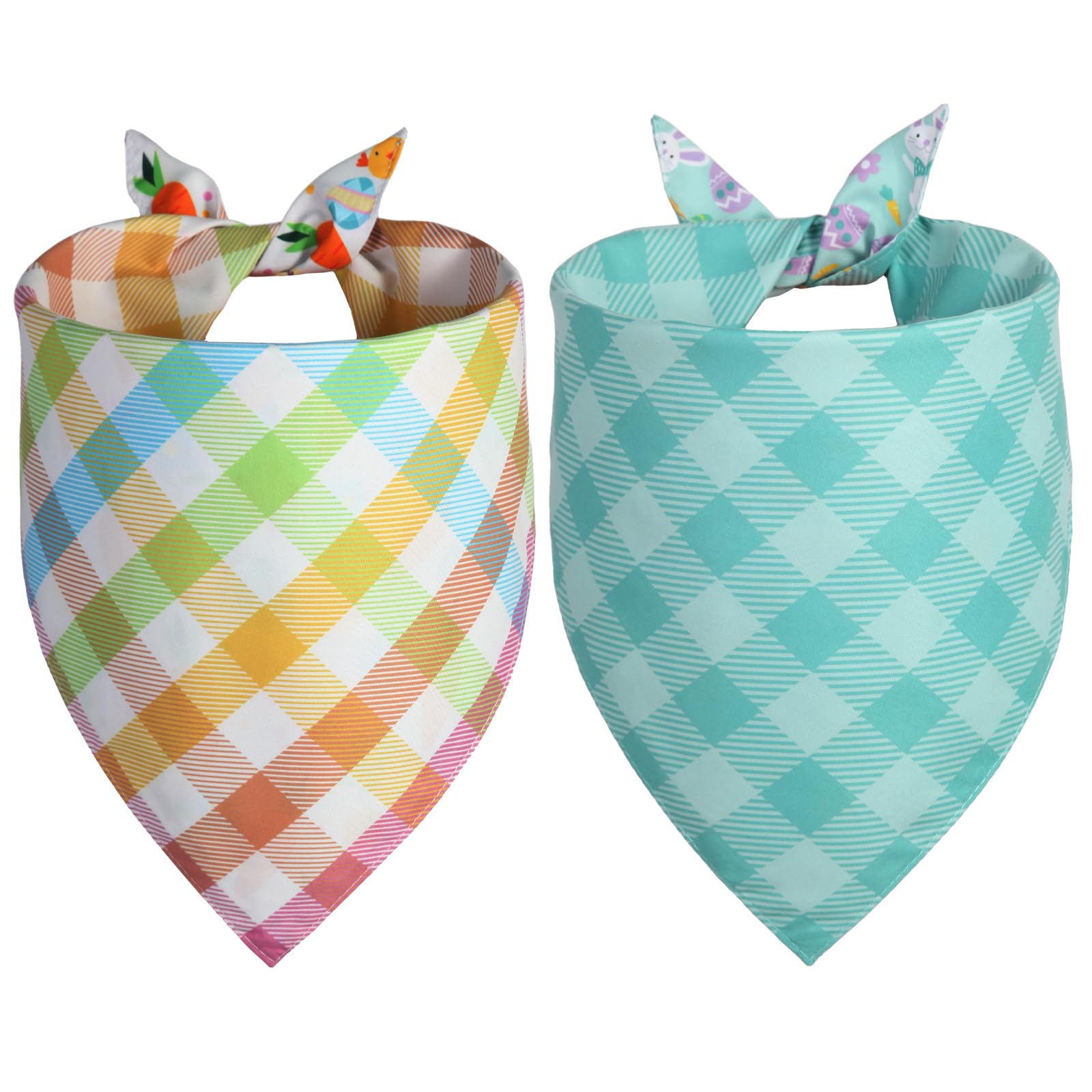 Ququle Easter Dog Bandana Small 2Pcs, Colorful Scarf For Boy And Girl, Durable Triangle Reversible Bibs Handkerchief For Puppy P