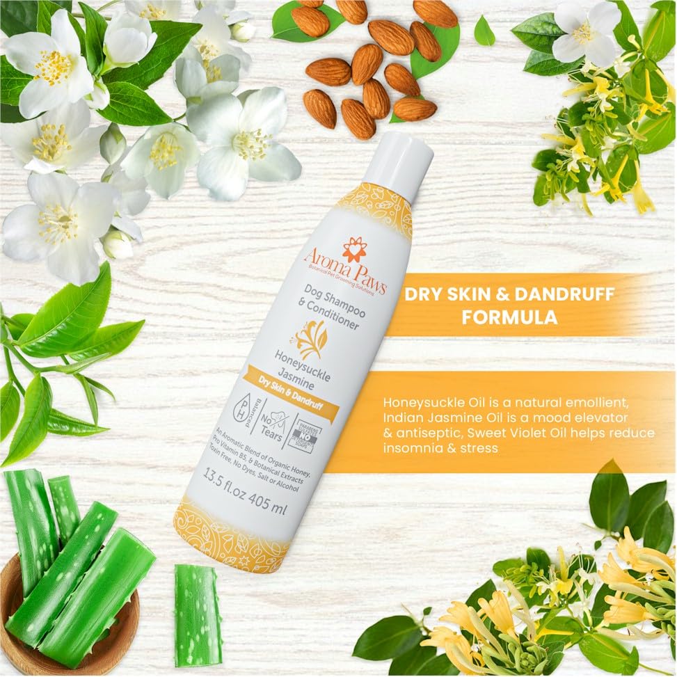 Aroma Paws Dog Shampoo And Conditioner - Aromatic Tearless Shampoo For Cleansing, Grooming, And Conditioning - Moisturizing Sham