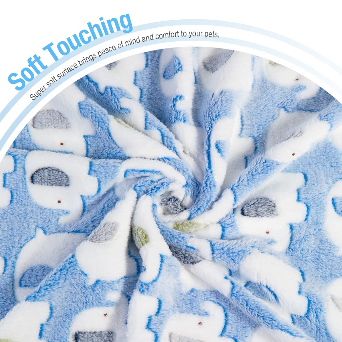 Pet Soft 1 Pack 3 Blankets Pet Blankets For Large Dogs, Fluffy Cats Dogs Blankets For Small Medium & Large Dogs, Cute Print Pet Throw Puppy Blankets 3 Pack (Elephant, 3M)