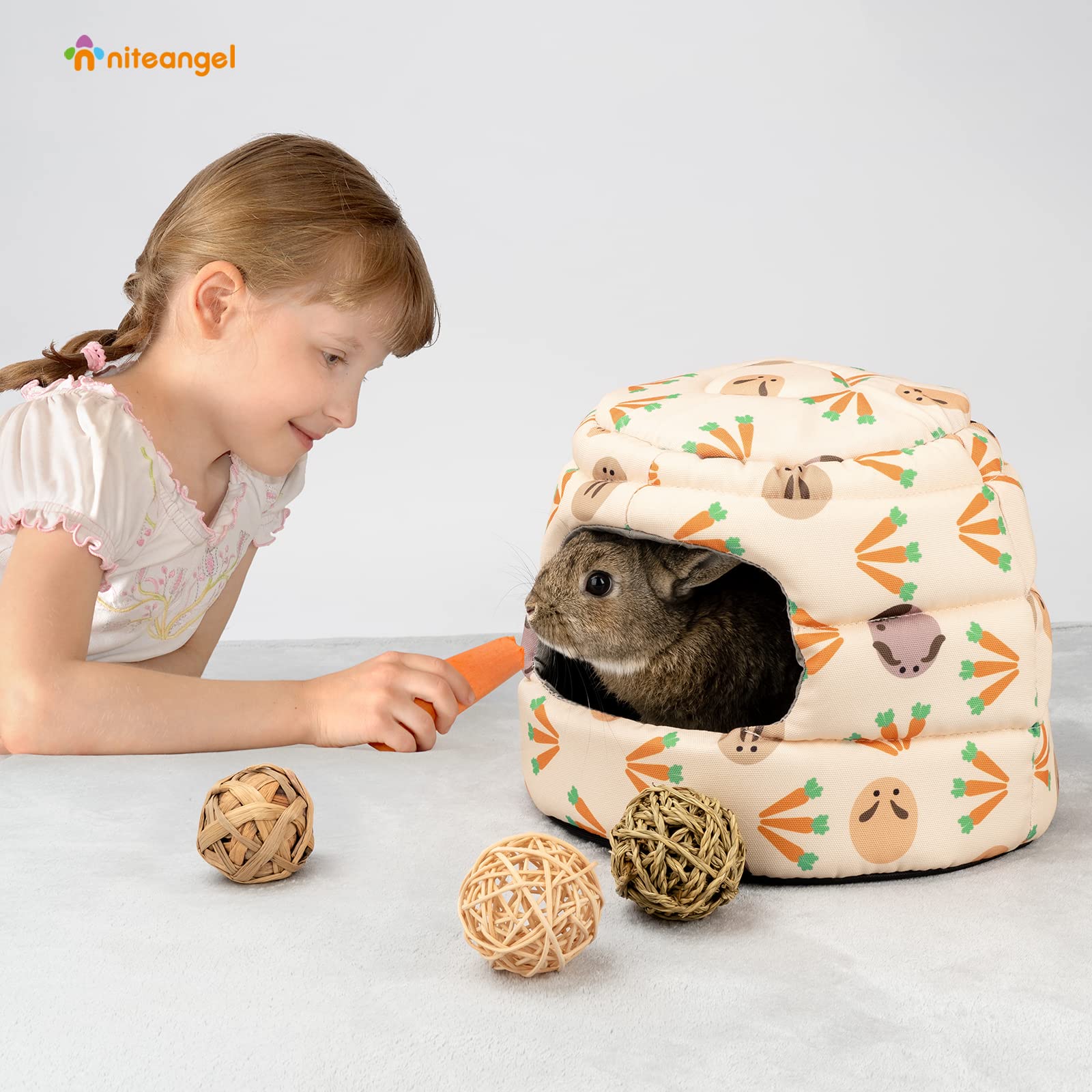 Niteangel Bunny Bed Big Guinea Pig Cave House Hideout For Rabbit Ferret Chinchilla Degu Hedgehogs Squirrel And Other Small Animals