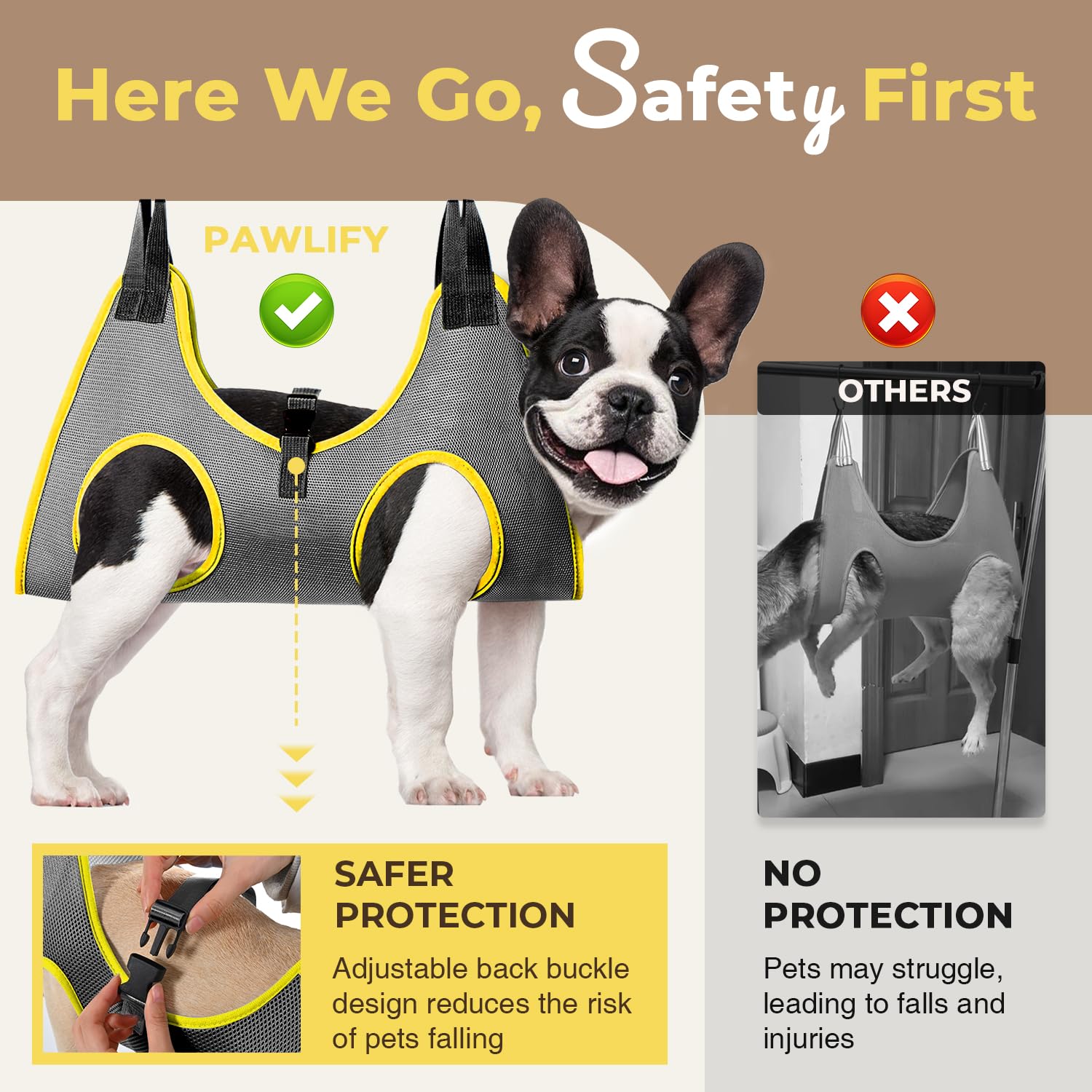Pawlify Dog Grooming Hammock, Puppy Grooming Harness With Pet Nail Clipper Trimmer, Doggie Sling For Nail Trimming, Puppies Hamm