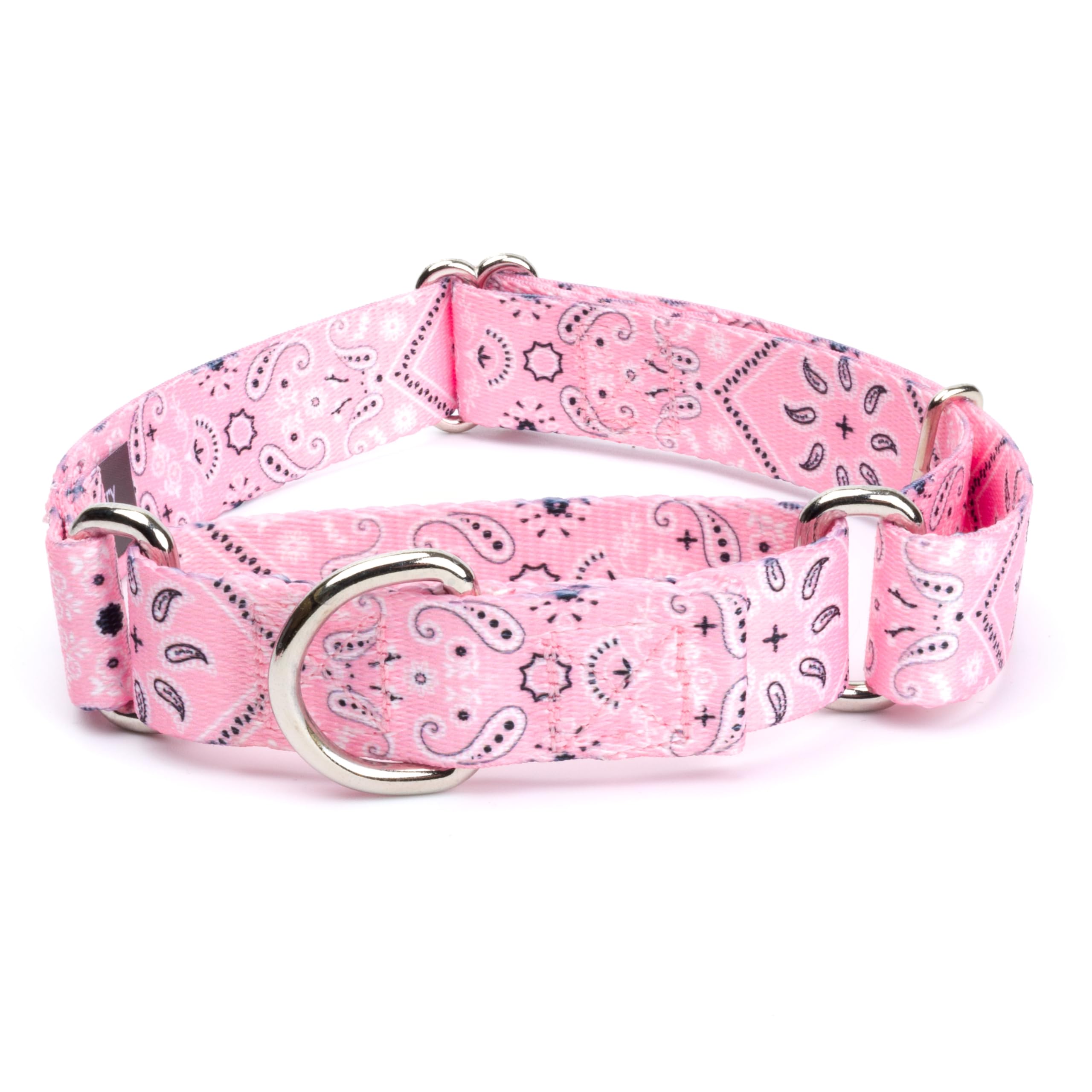 Country Brook Petz - Pink Bandana Martingale Dog Collar - Country And Western Collection Featuring Rustic Designs (1 Inch, Mediu